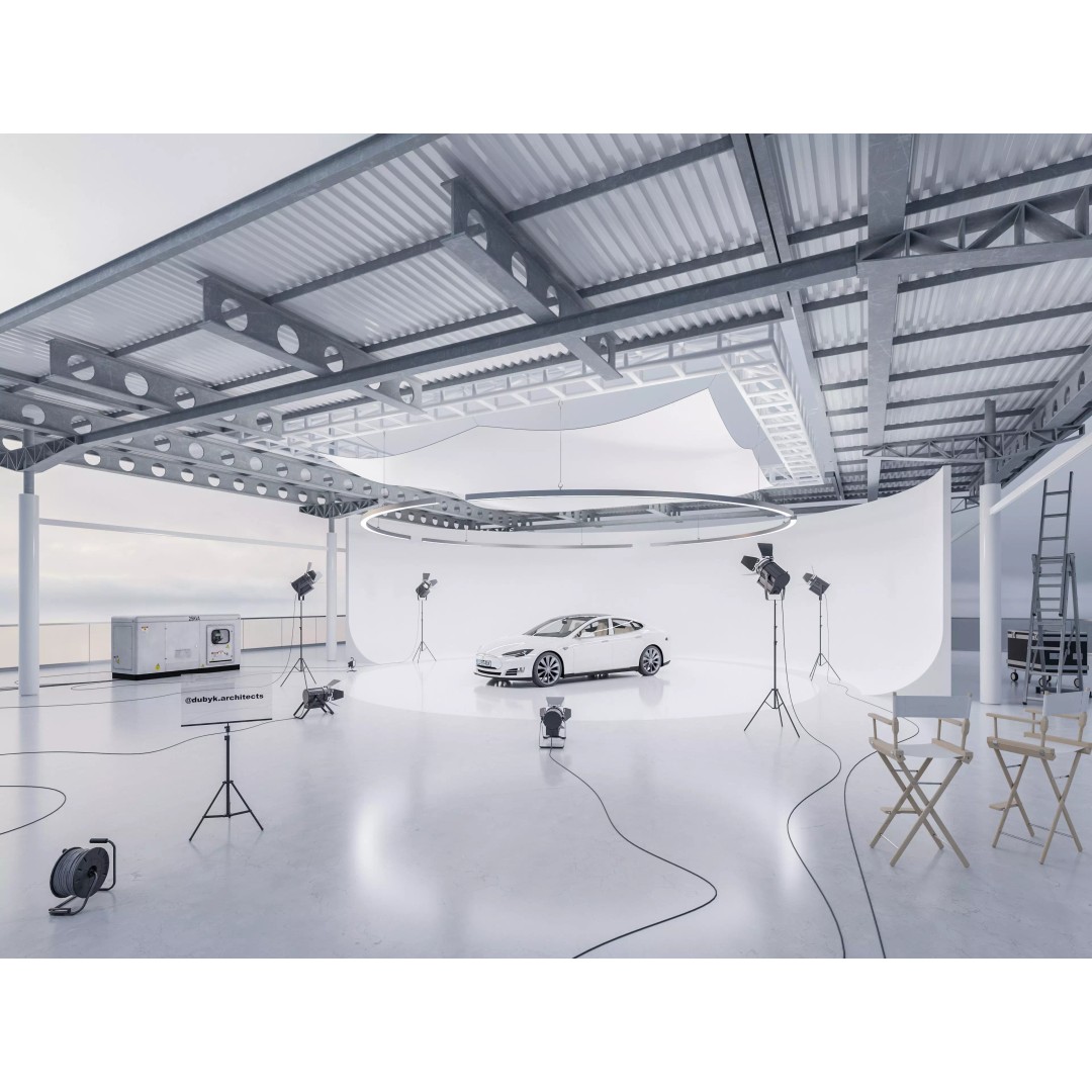 Studio Hangar Exterior 3D Model – Low Poly Industrial Asset, PBR, FBX - View 2