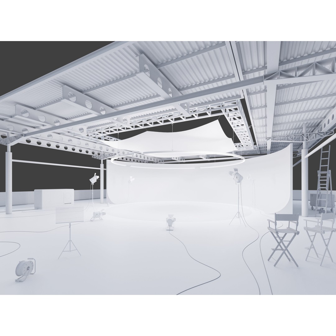 Studio Hangar Exterior 3D Model – Low Poly Industrial Asset, PBR, FBX - View 4