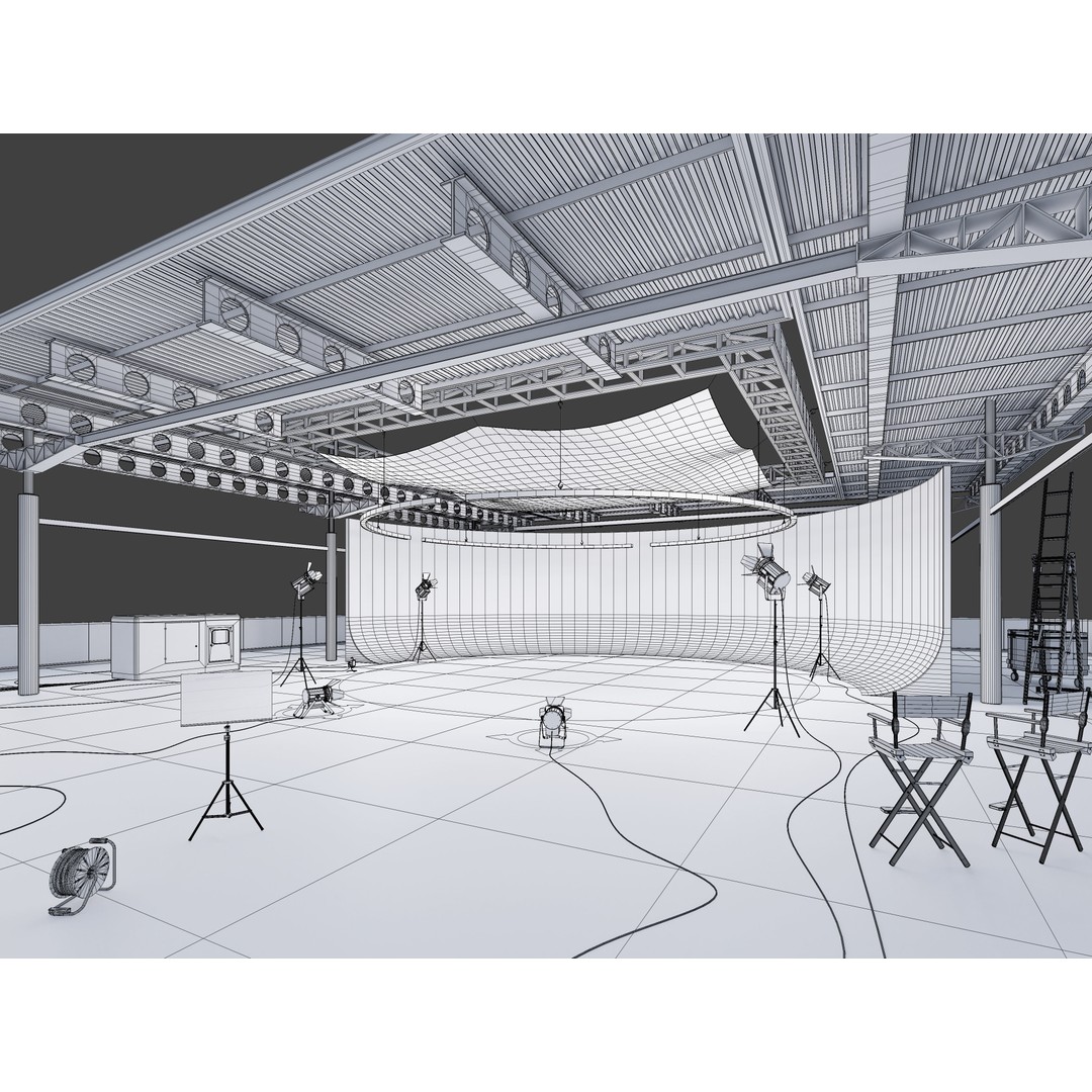Studio Hangar Exterior 3D Model – Low Poly Industrial Asset, PBR, FBX - View 5