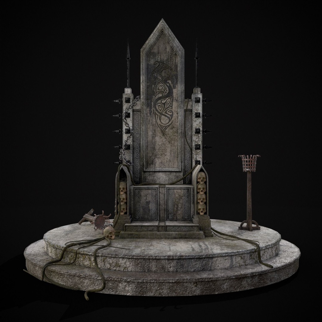 Gothic Crypt Stone Throne 3D Model – Low Poly PBR Game Asset, FBX - View 14