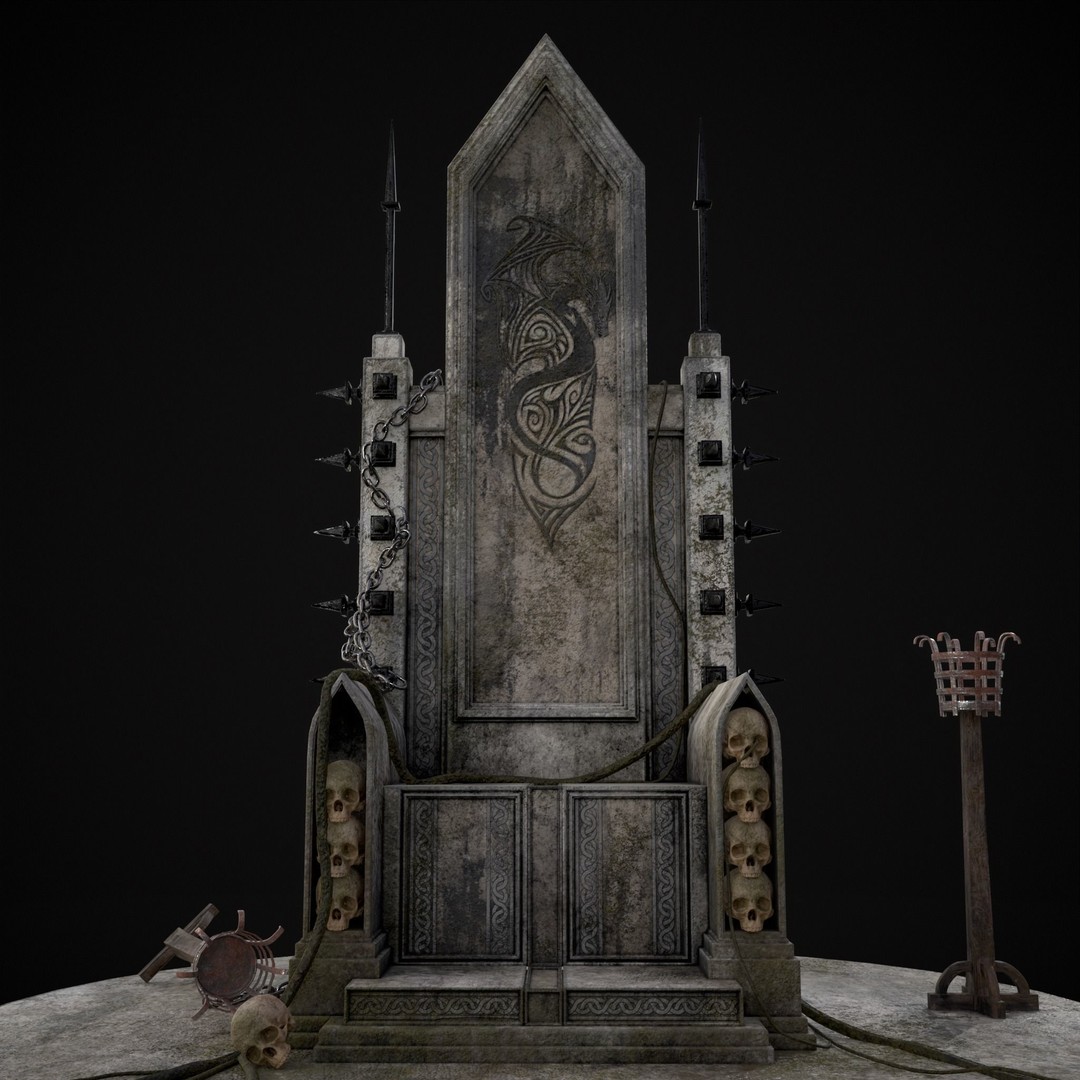 Gothic Crypt Stone Throne 3D Model – Low Poly PBR Game Asset, FBX - View 16