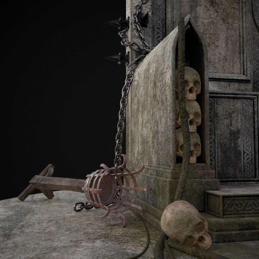 Gothic Crypt Stone Throne 3D Model – Low Poly PBR Game Asset, FBX - View 20