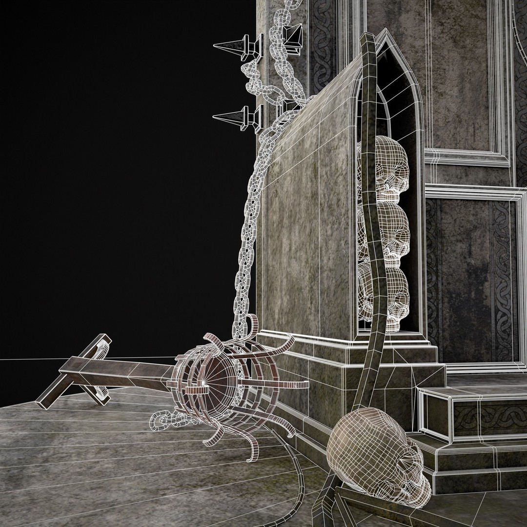 Gothic Crypt Stone Throne 3D Model – Low Poly PBR Game Asset, FBX - View 21