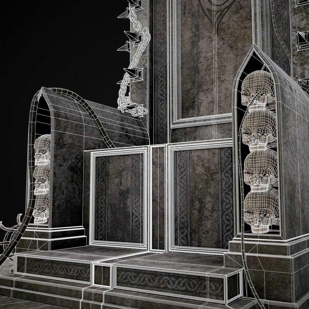 Gothic Crypt Stone Throne 3D Model – Low Poly PBR Game Asset, FBX - View 25