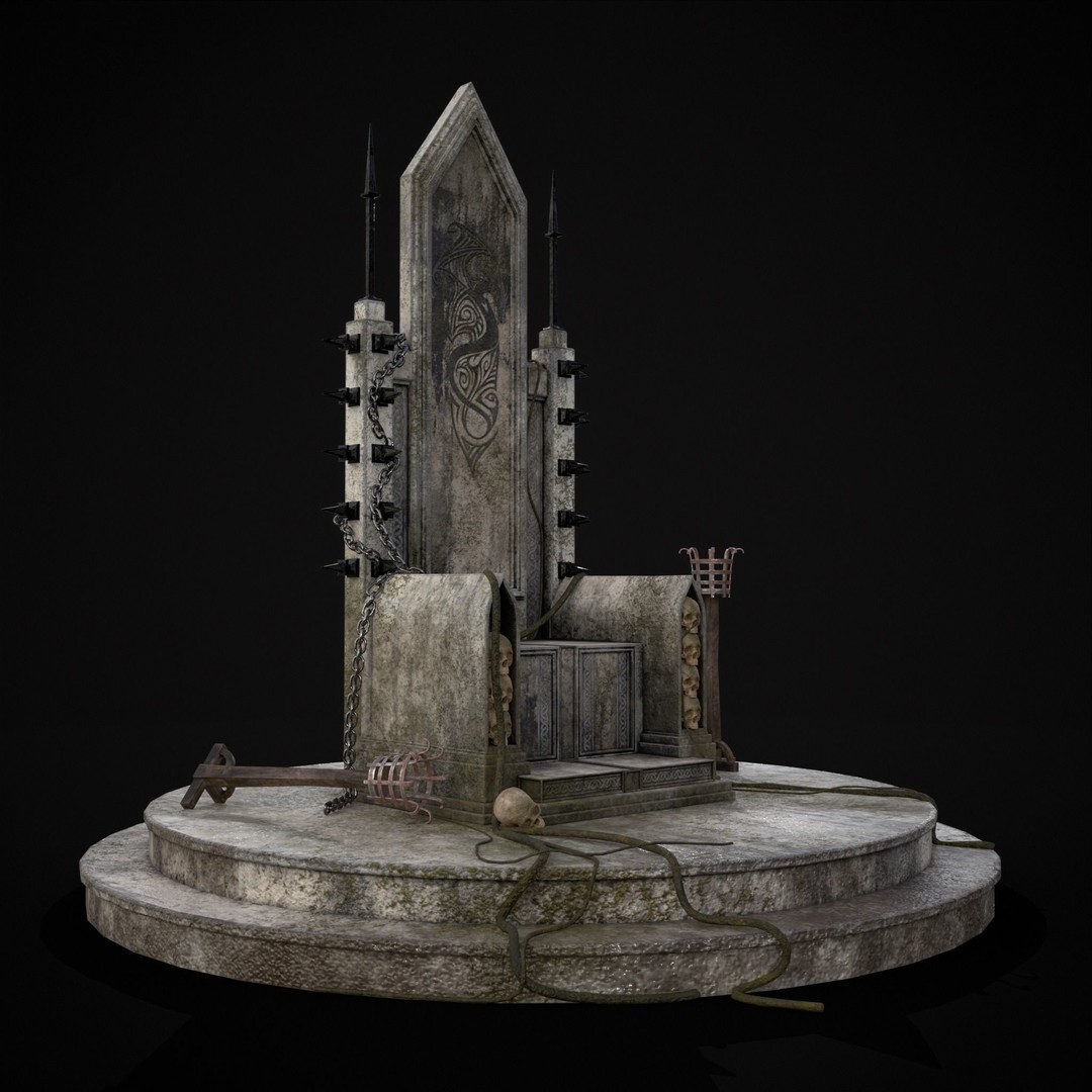 Gothic Crypt Stone Throne 3D Model – Low Poly PBR Game Asset, FBX - View 28
