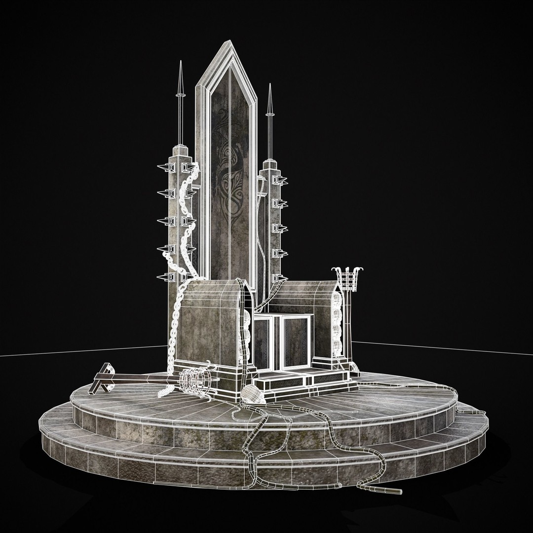 Gothic Crypt Stone Throne 3D Model – Low Poly PBR Game Asset, FBX - View 29