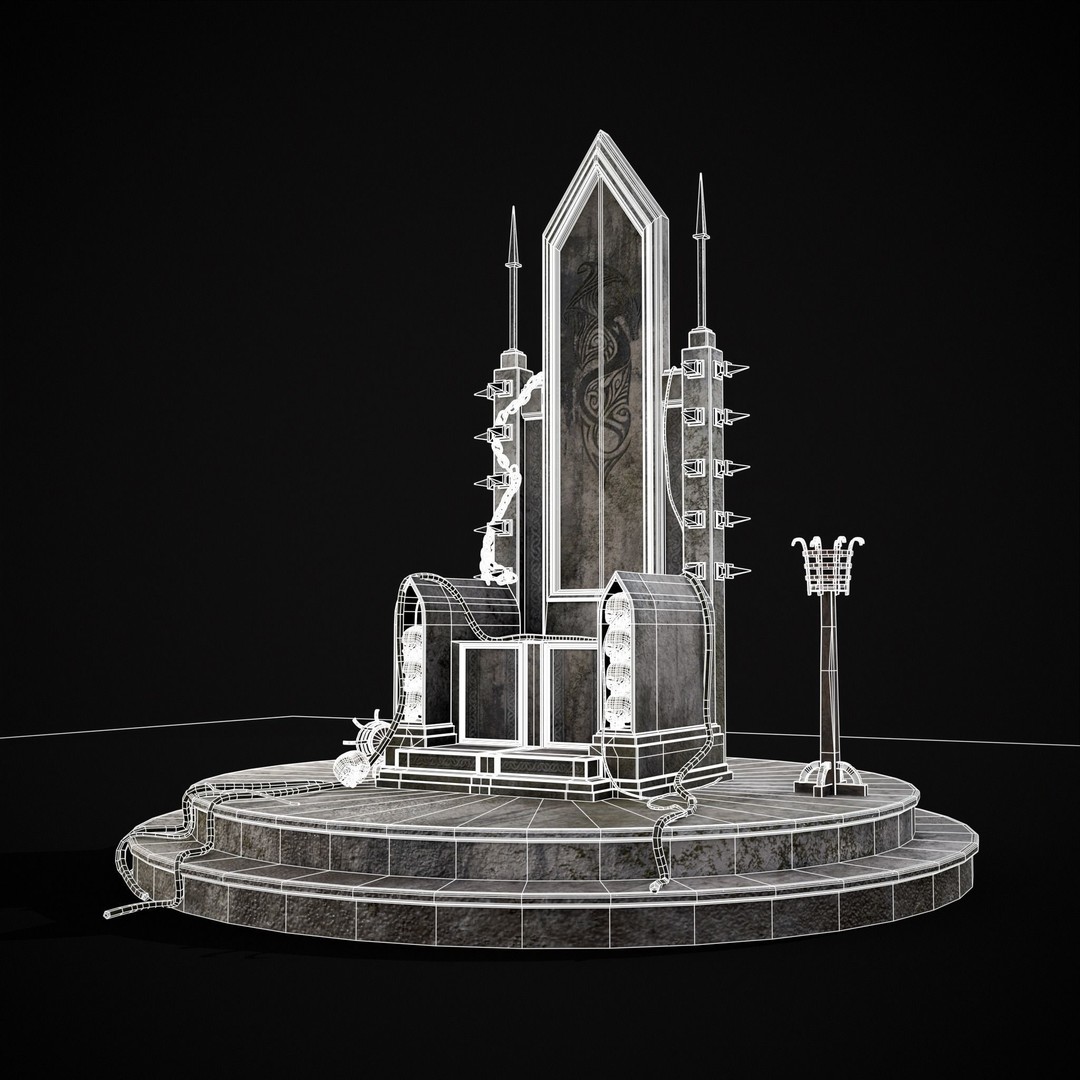Gothic Crypt Stone Throne 3D Model – Low Poly PBR Game Asset, FBX - View 3