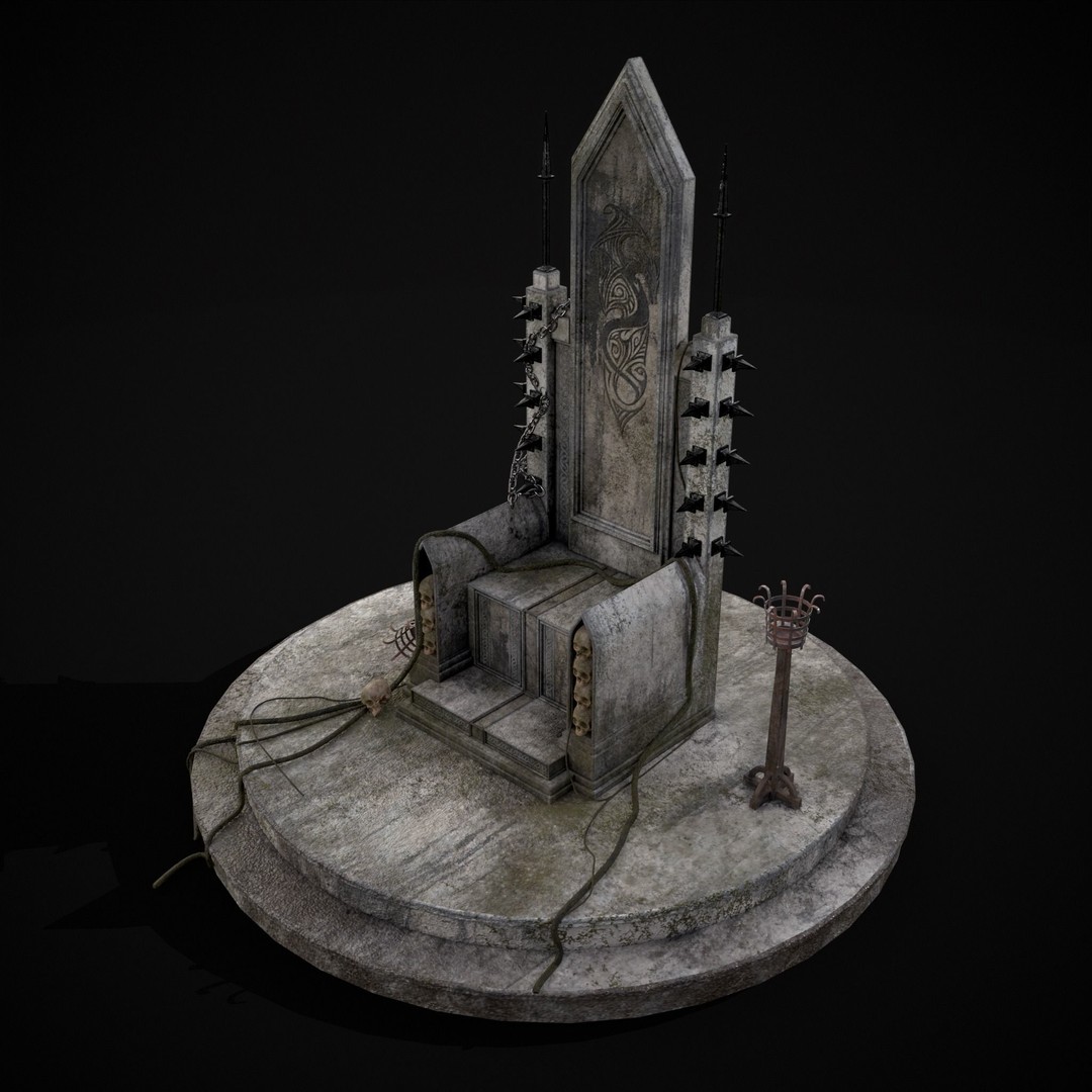 Gothic Crypt Stone Throne 3D Model – Low Poly PBR Game Asset, FBX - View 30