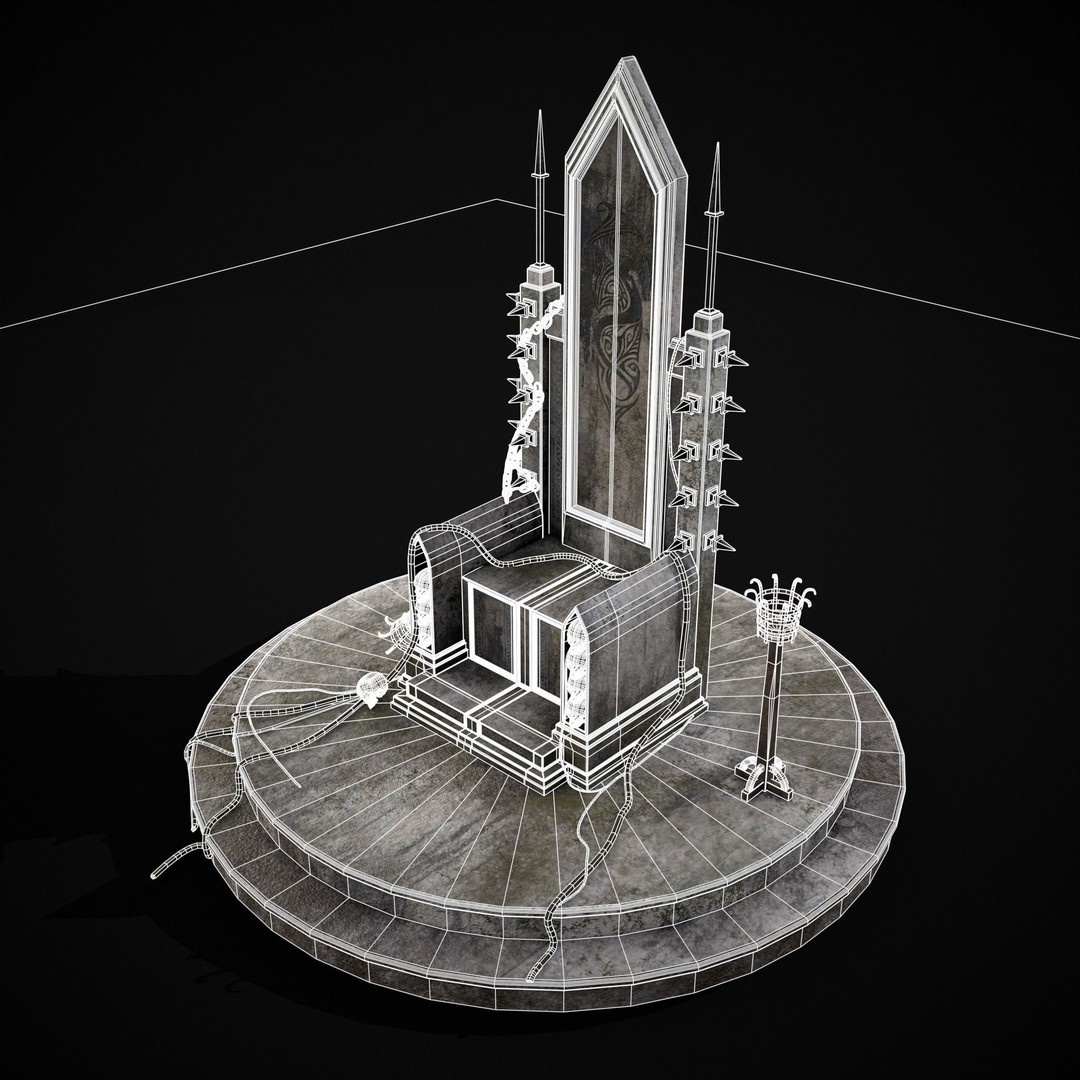 Gothic Crypt Stone Throne 3D Model – Low Poly PBR Game Asset, FBX - View 31