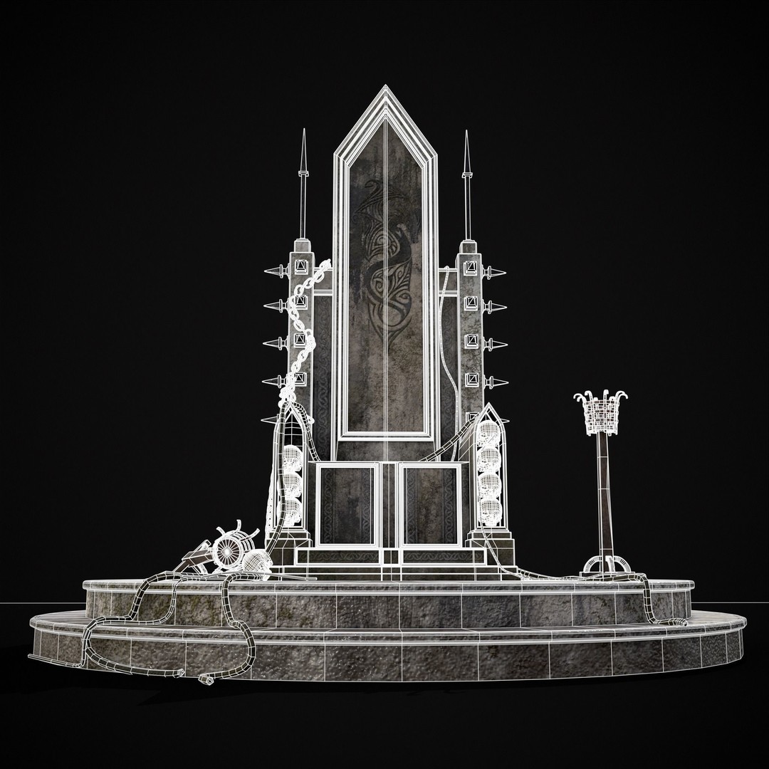 Gothic Crypt Stone Throne 3D Model – Low Poly PBR Game Asset, FBX - View 33