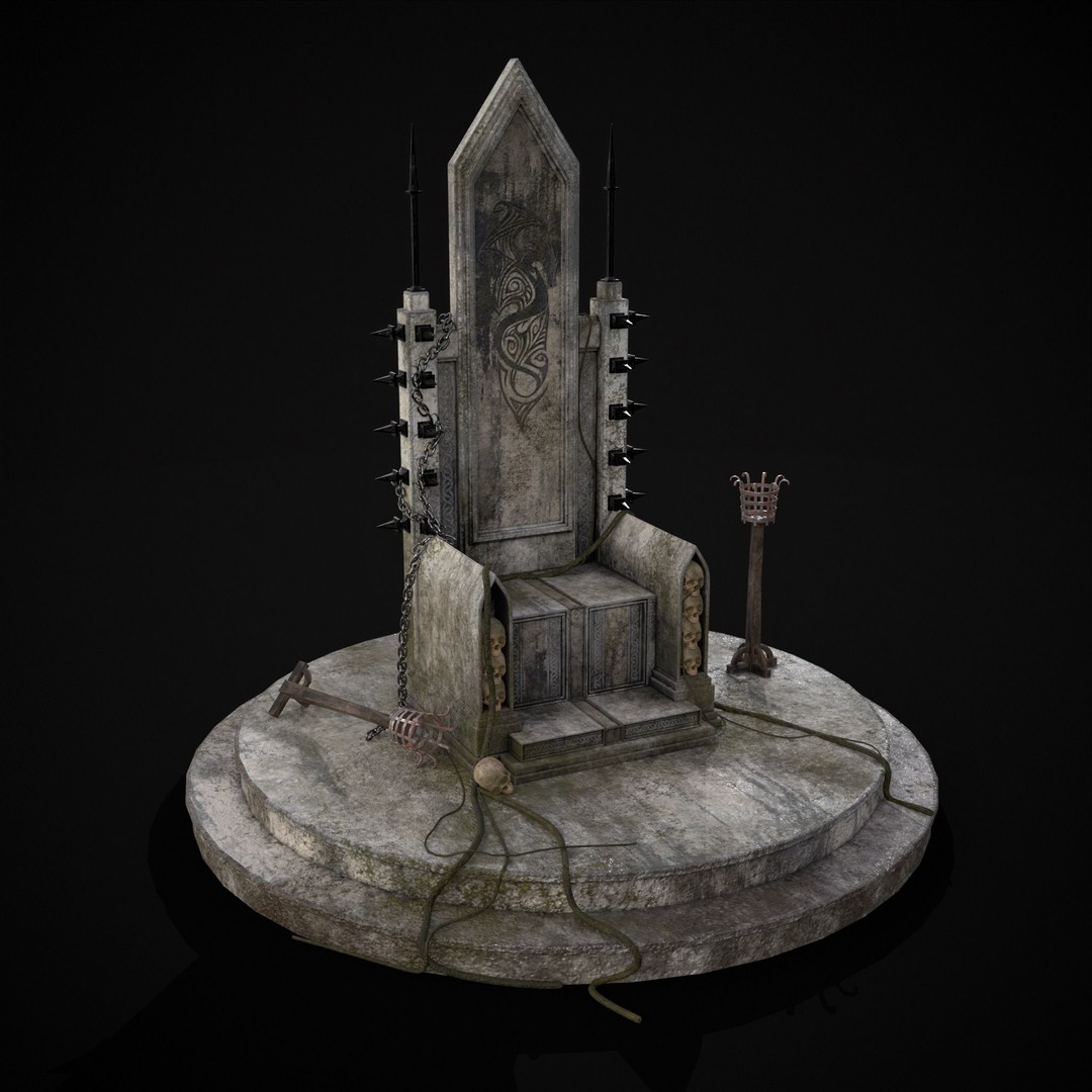 Gothic Crypt Stone Throne 3D Model – Low Poly PBR Game Asset, FBX - View 34