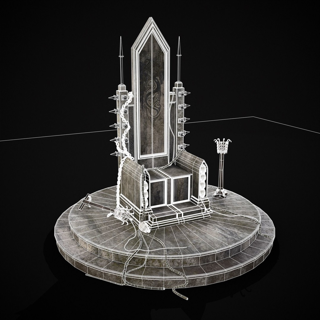 Gothic Crypt Stone Throne 3D Model – Low Poly PBR Game Asset, FBX - View 35