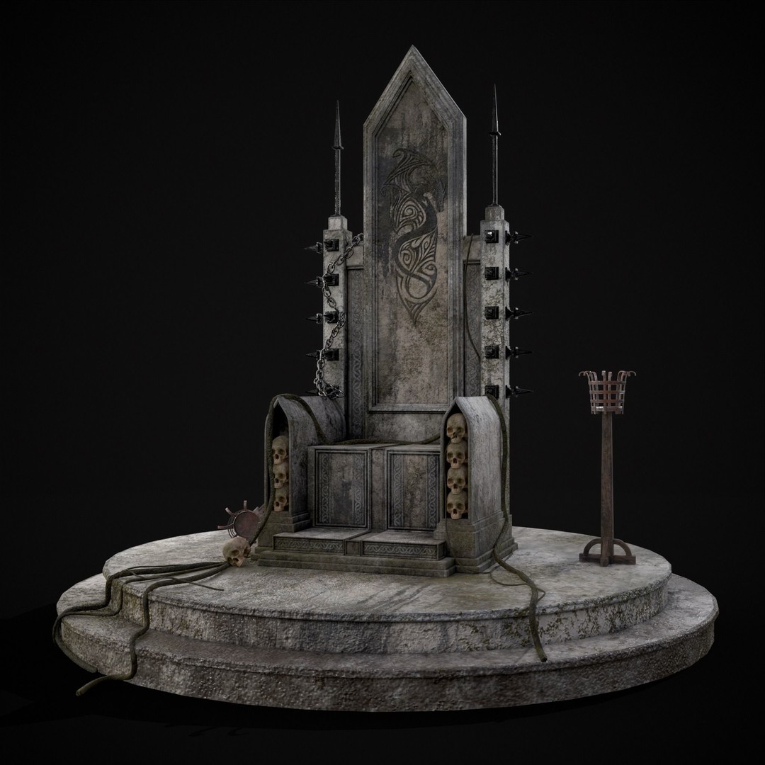 Gothic Crypt Stone Throne 3D Model – Low Poly PBR Game Asset, FBX - View 36