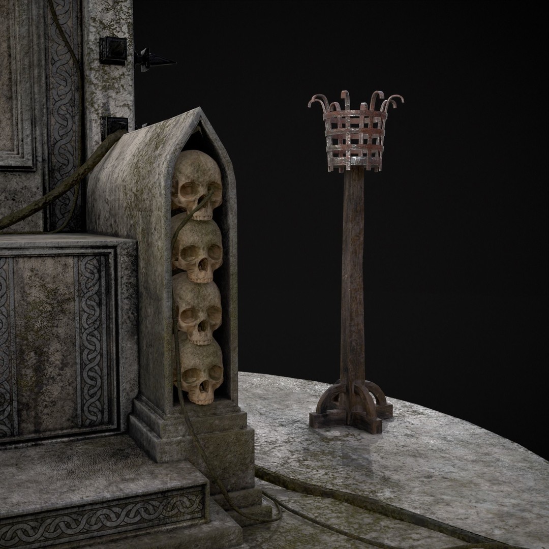 Gothic Crypt Stone Throne 3D Model – Low Poly PBR Game Asset, FBX - View 38