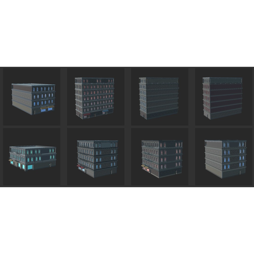 Modular Building Pack 3D Model – Low Poly Architectural Asset, FBX