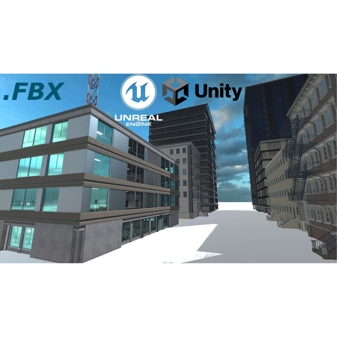 Modular Building Pack 3D Model – Low Poly Architectural Asset, FBX - View 2