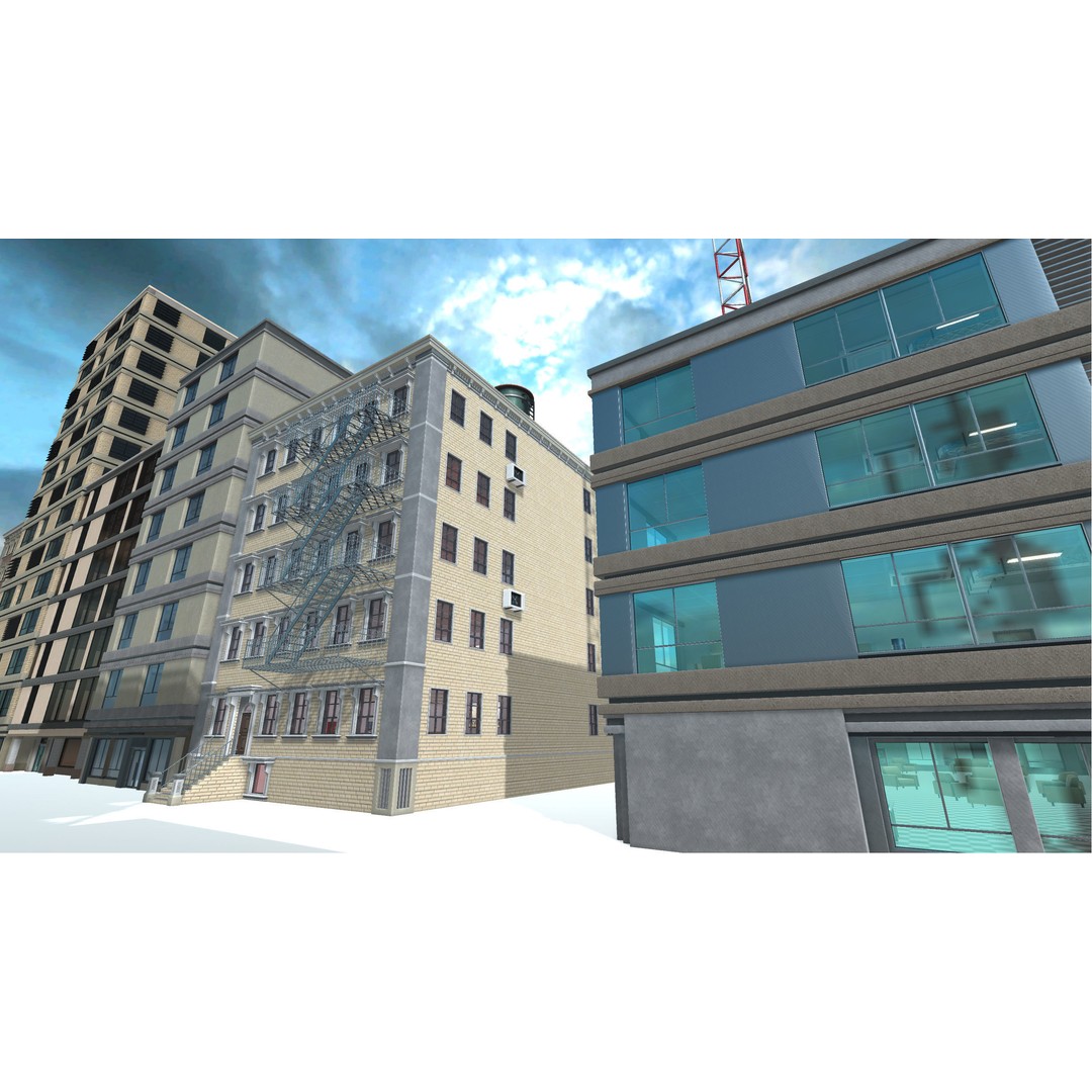 Modular Building Pack 3D Model – Low Poly Architectural Asset, FBX - View 4