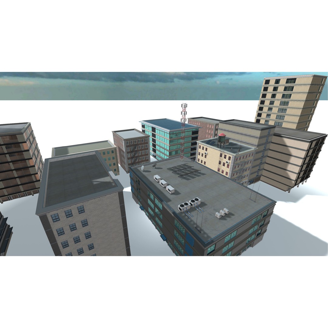 Modular Building Pack 3D Model – Low Poly Architectural Asset, FBX - View 6