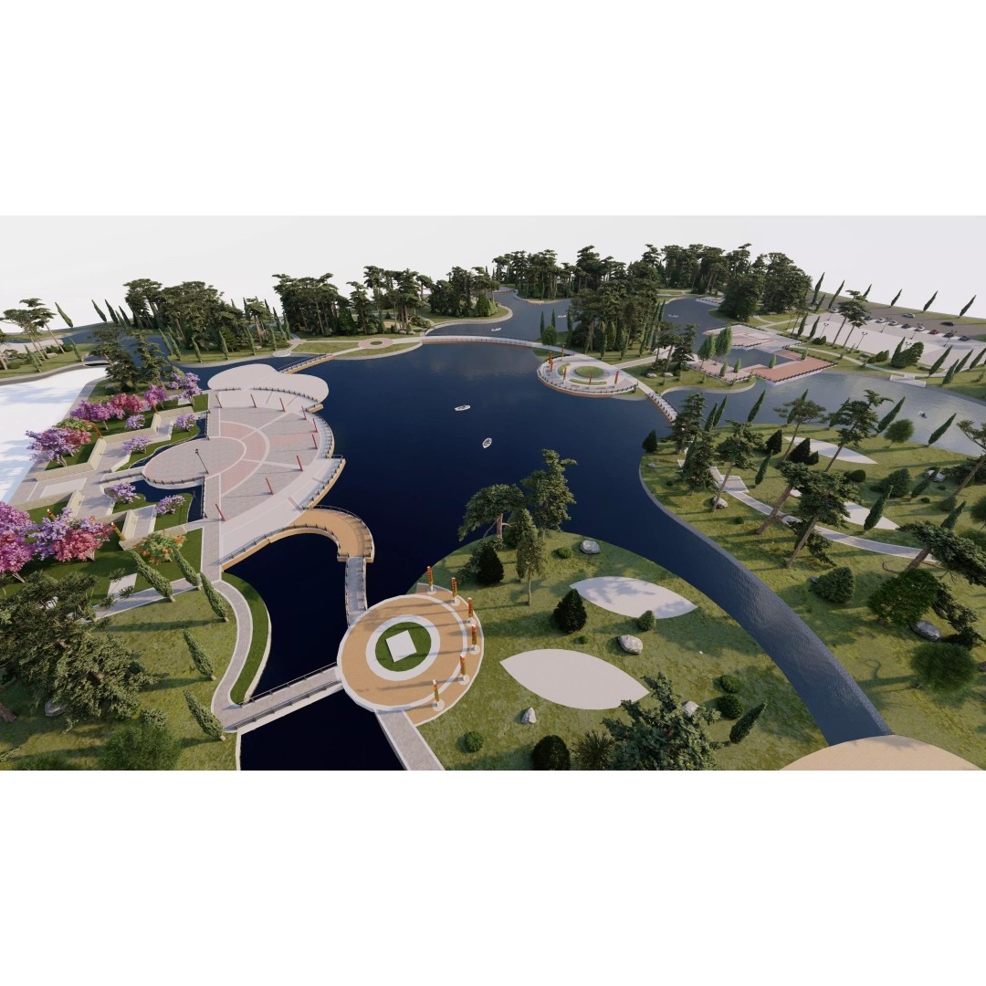 Public Park 3D Model – Private Park Landscape, Game-Ready Formats - View 10