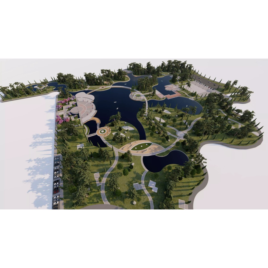 Public Park 3D Model – Private Park Landscape, Game-Ready Formats - View 13