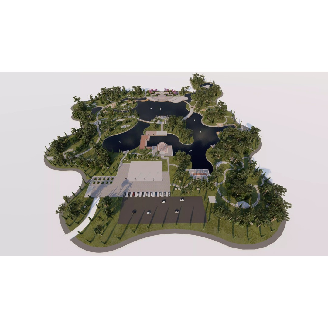 Public Park 3D Model – Private Park Landscape, Game-Ready Formats - View 14