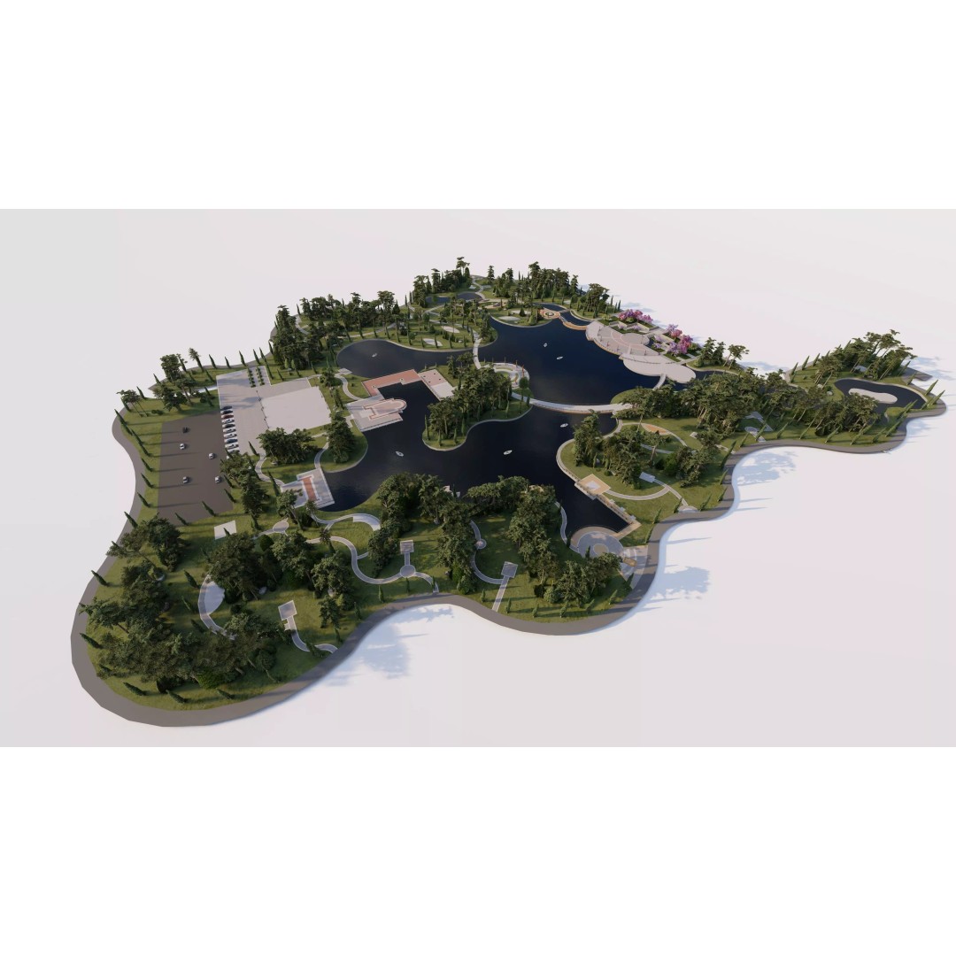 Public Park 3D Model – Private Park Landscape, Game-Ready Formats - View 2