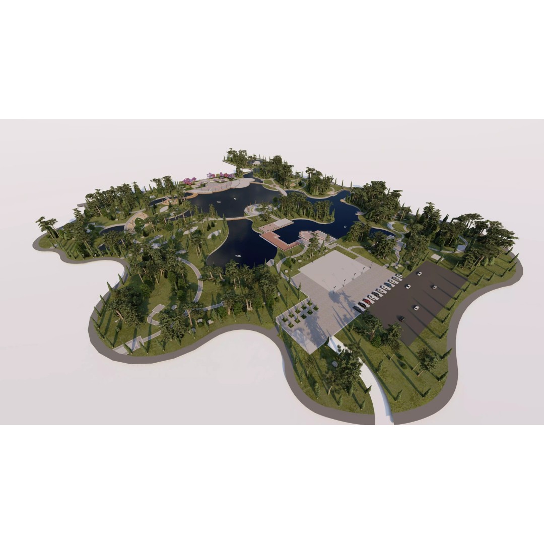 Public Park 3D Model – Private Park Landscape, Game-Ready Formats - View 4