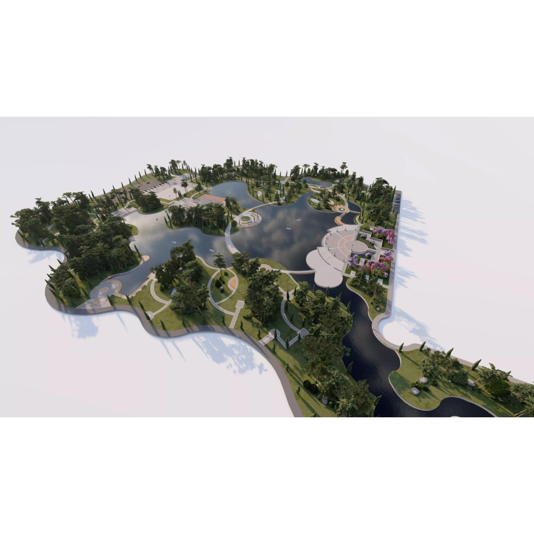 Public Park 3D Model – Private Park Landscape, Game-Ready Formats - View 6