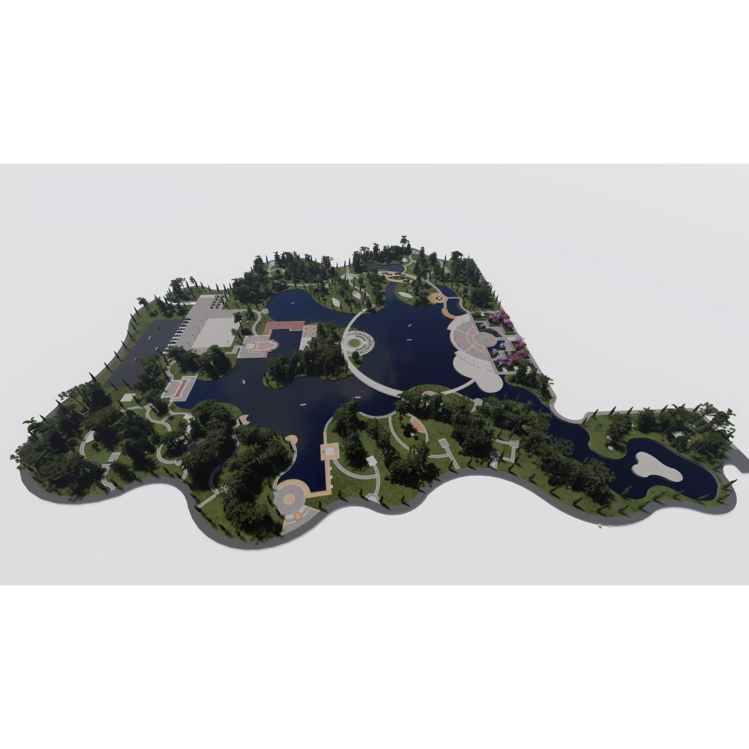 Public Park 3D Model – Private Park Landscape, Game-Ready Formats - View 7