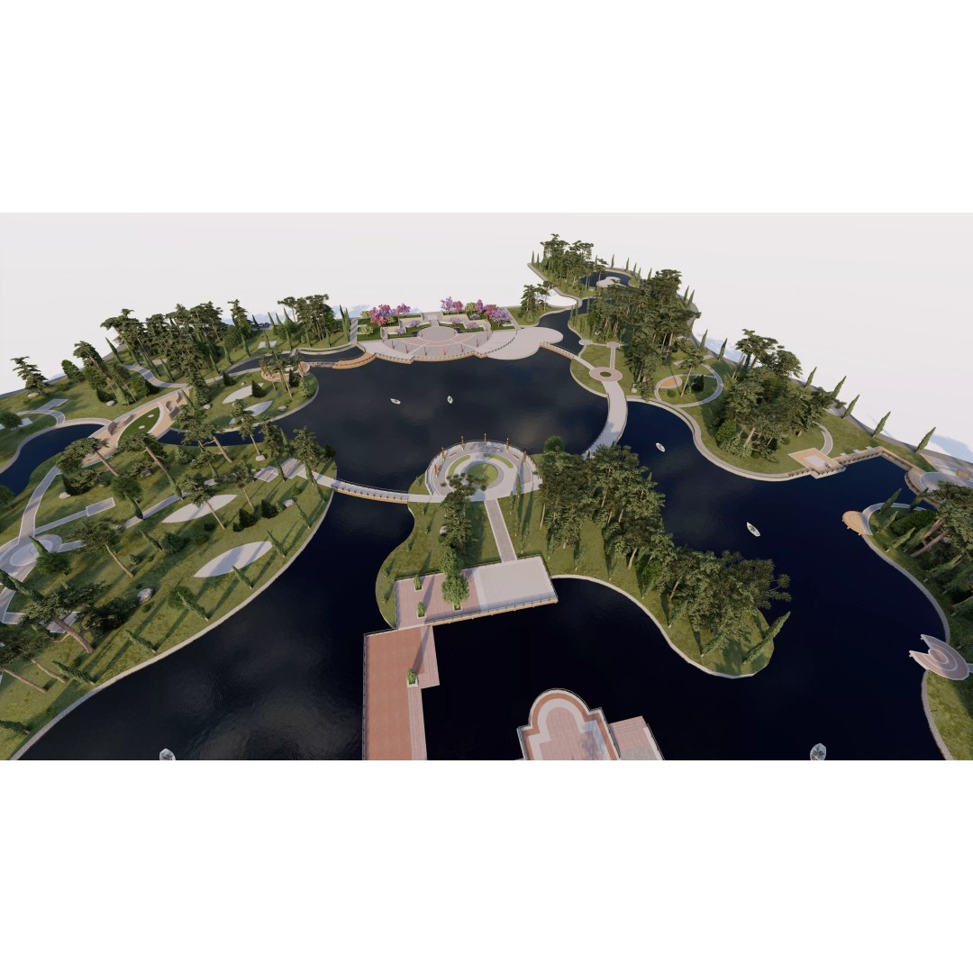 Public Park 3D Model – Private Park Landscape, Game-Ready Formats - View 9