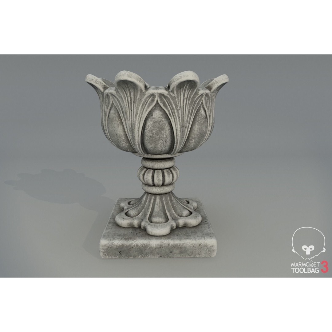 Vases 3D Model – Low Poly Decorative Planters, PBR Formats - View 3
