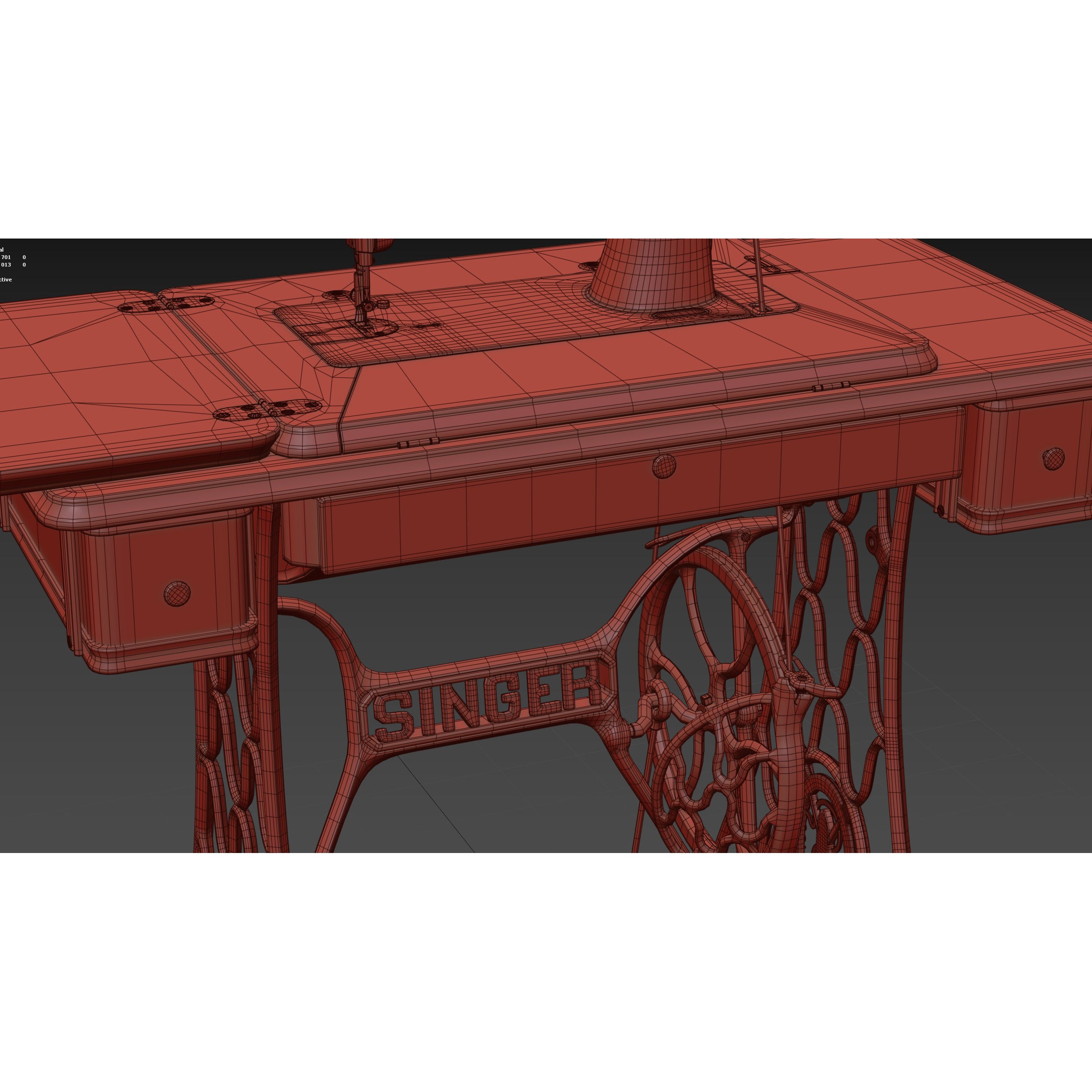 Rare Singer Sewing Machine - Game-Ready 3D Model