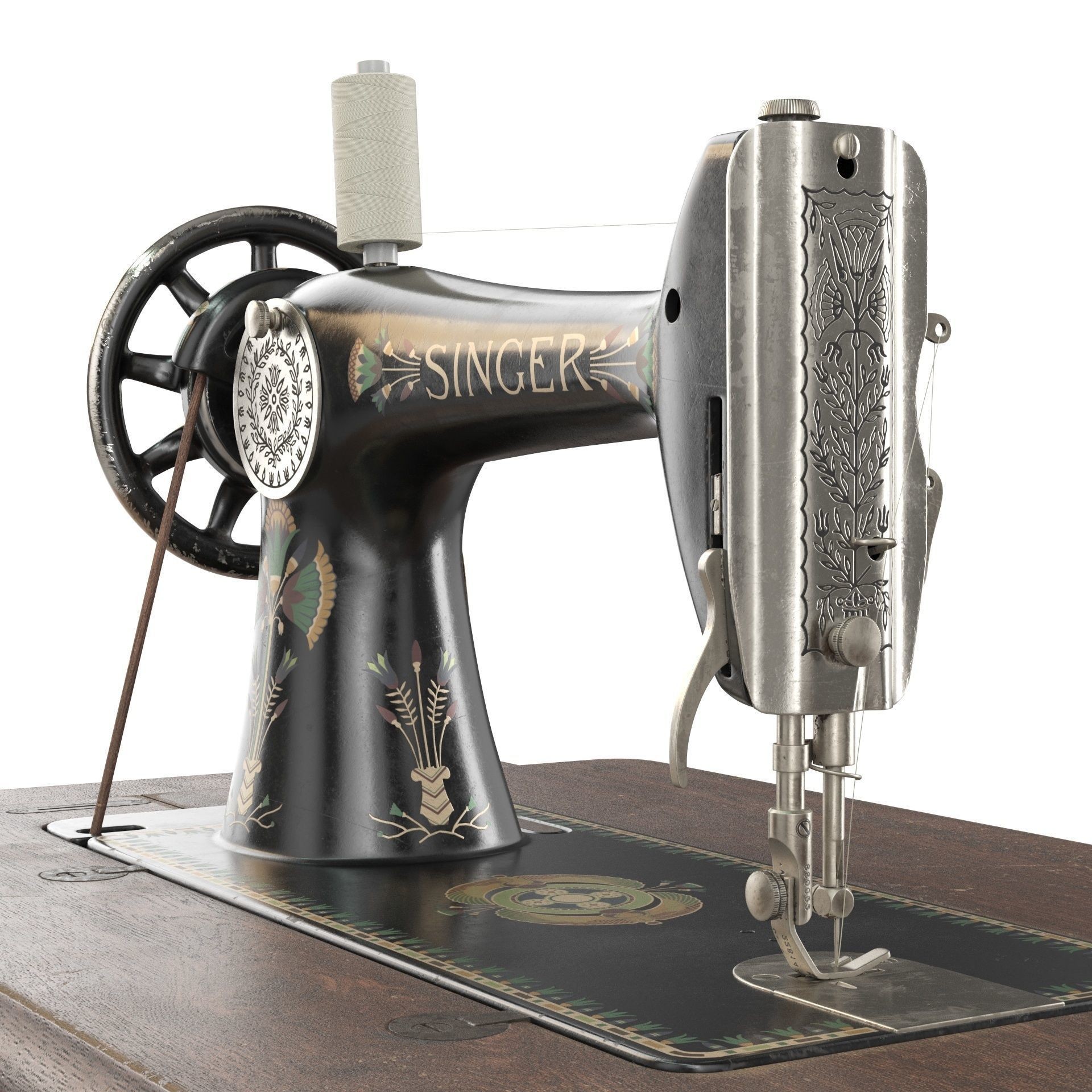 Rare Singer Sewing Machine - Game-Ready 3D Model - View 12