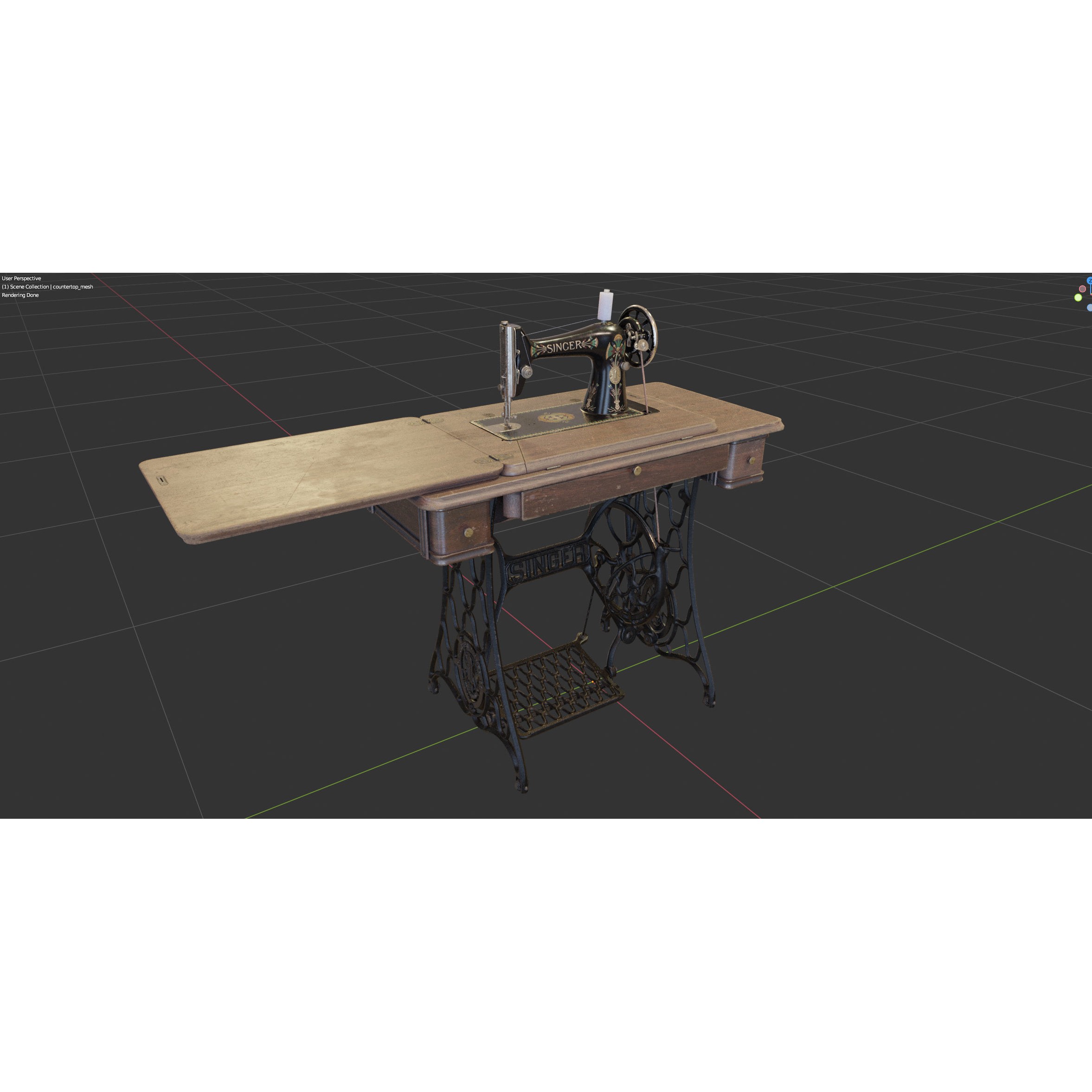 Rare Singer Sewing Machine - Game-Ready 3D Model - View 13