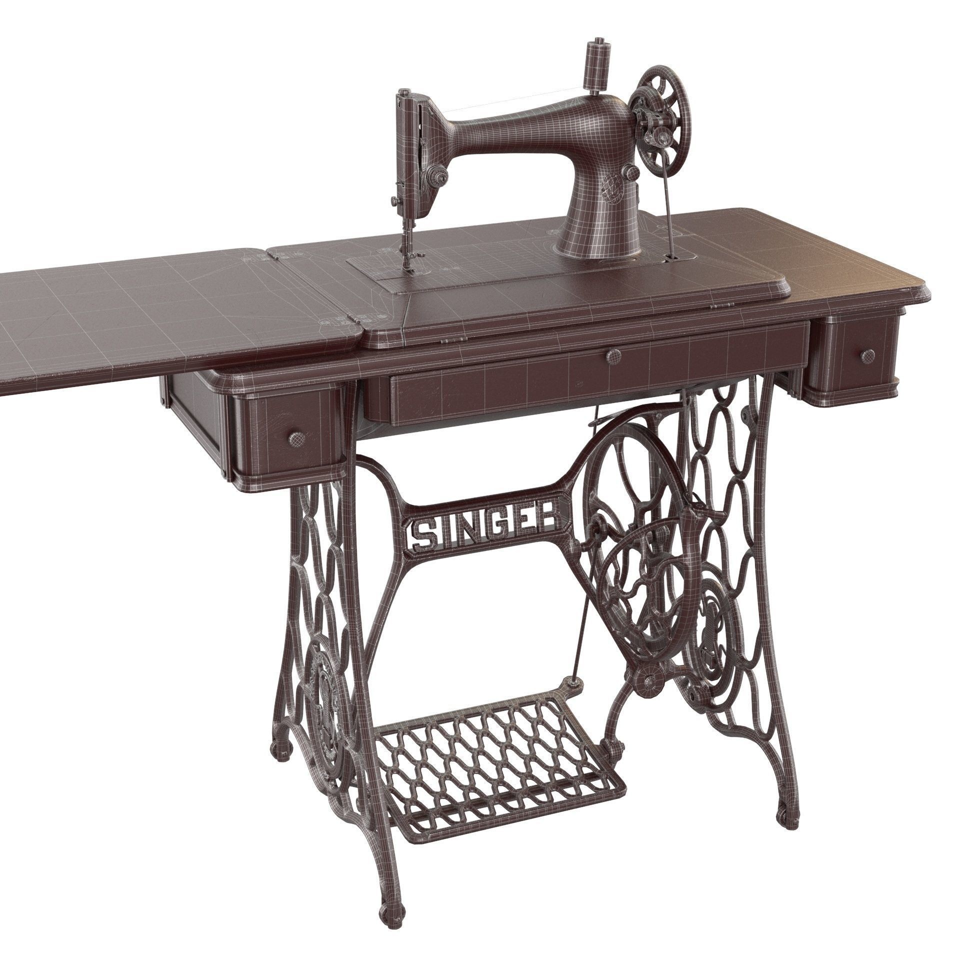 Rare Singer Sewing Machine - Game-Ready 3D Model - View 19