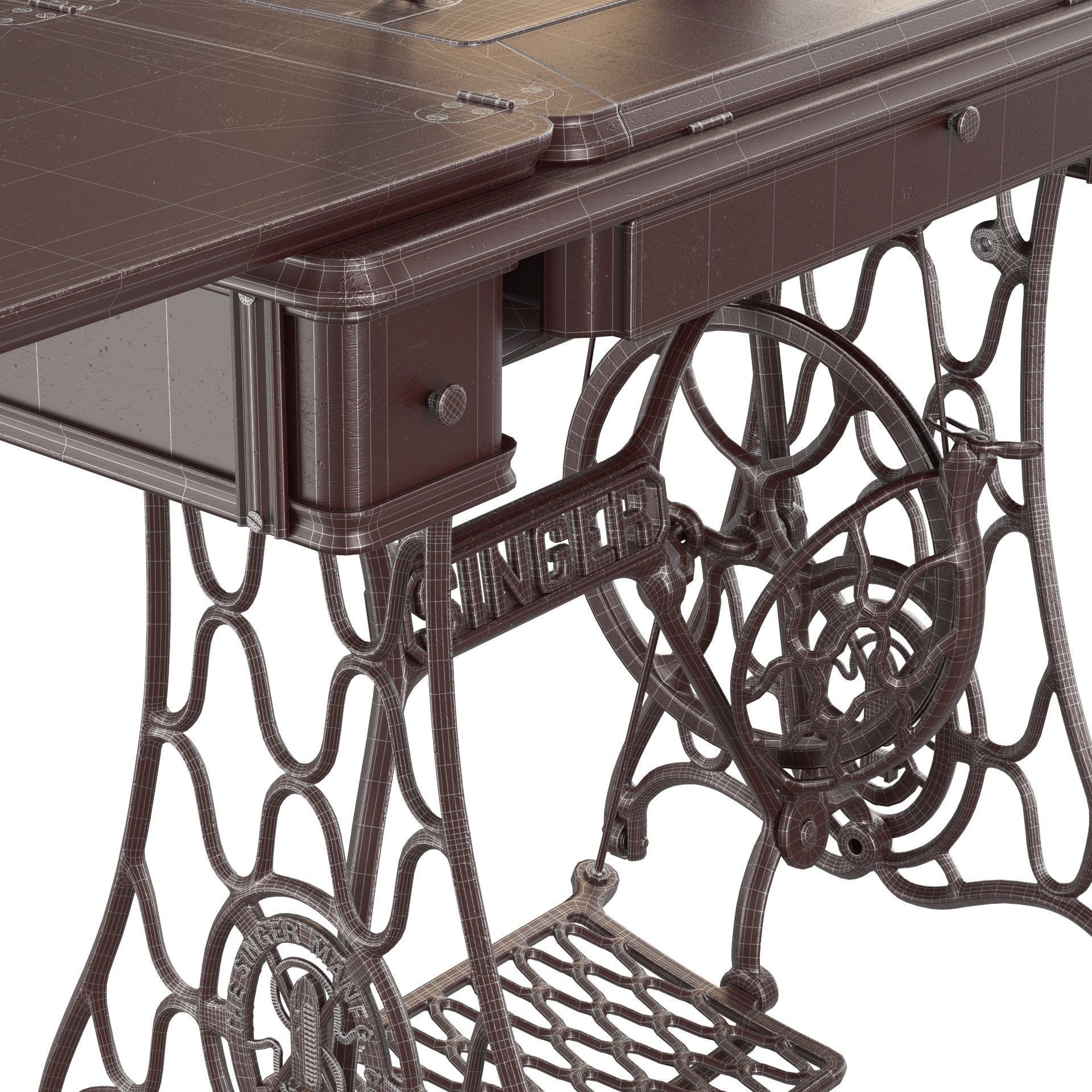 Rare Singer Sewing Machine - Game-Ready 3D Model - View 20