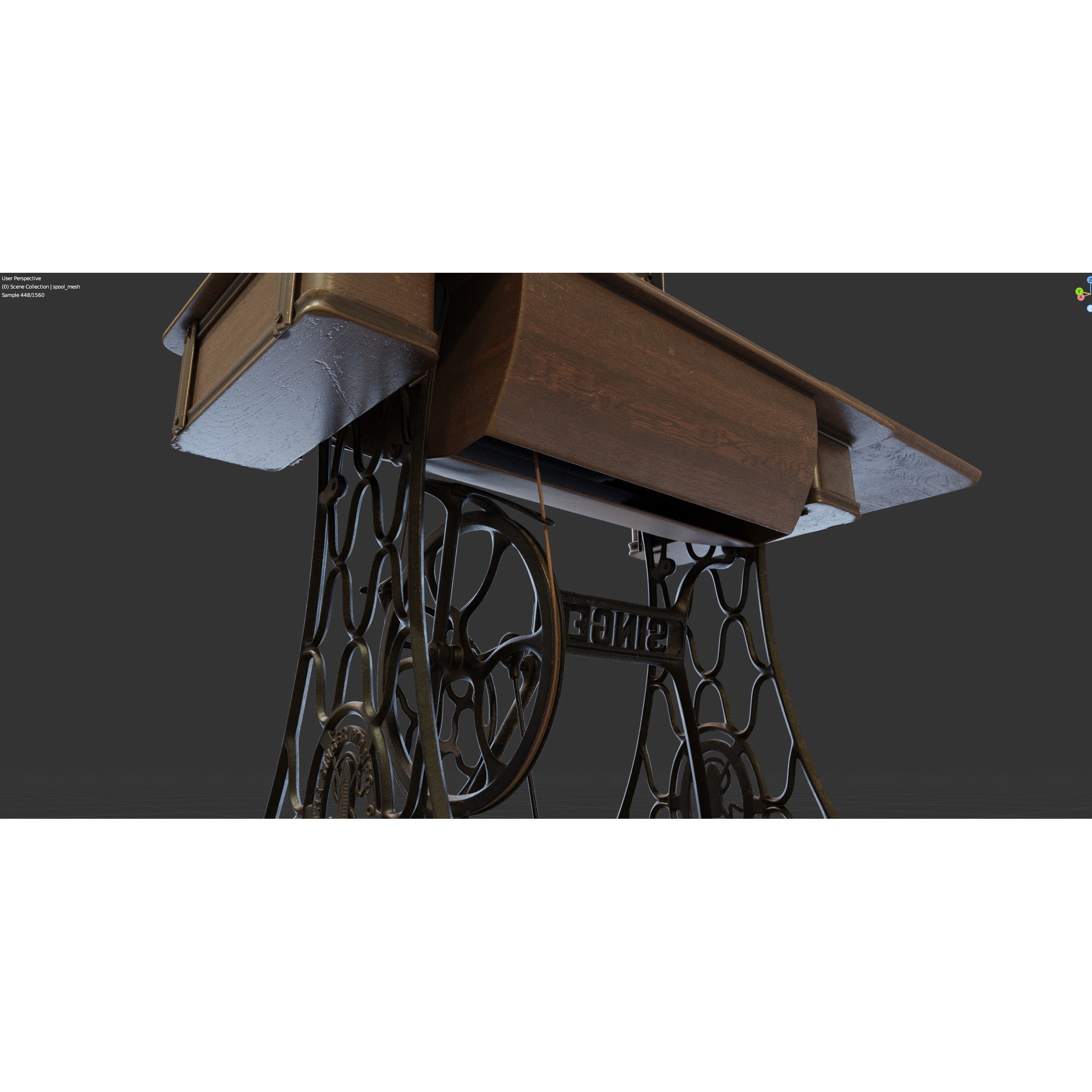 Rare Singer Sewing Machine - Game-Ready 3D Model - View 25
