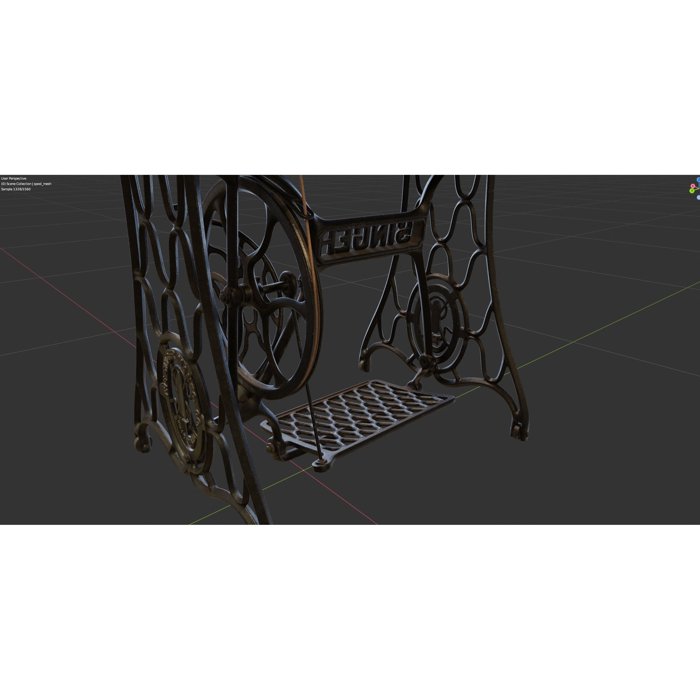 Rare Singer Sewing Machine - Game-Ready 3D Model - View 26
