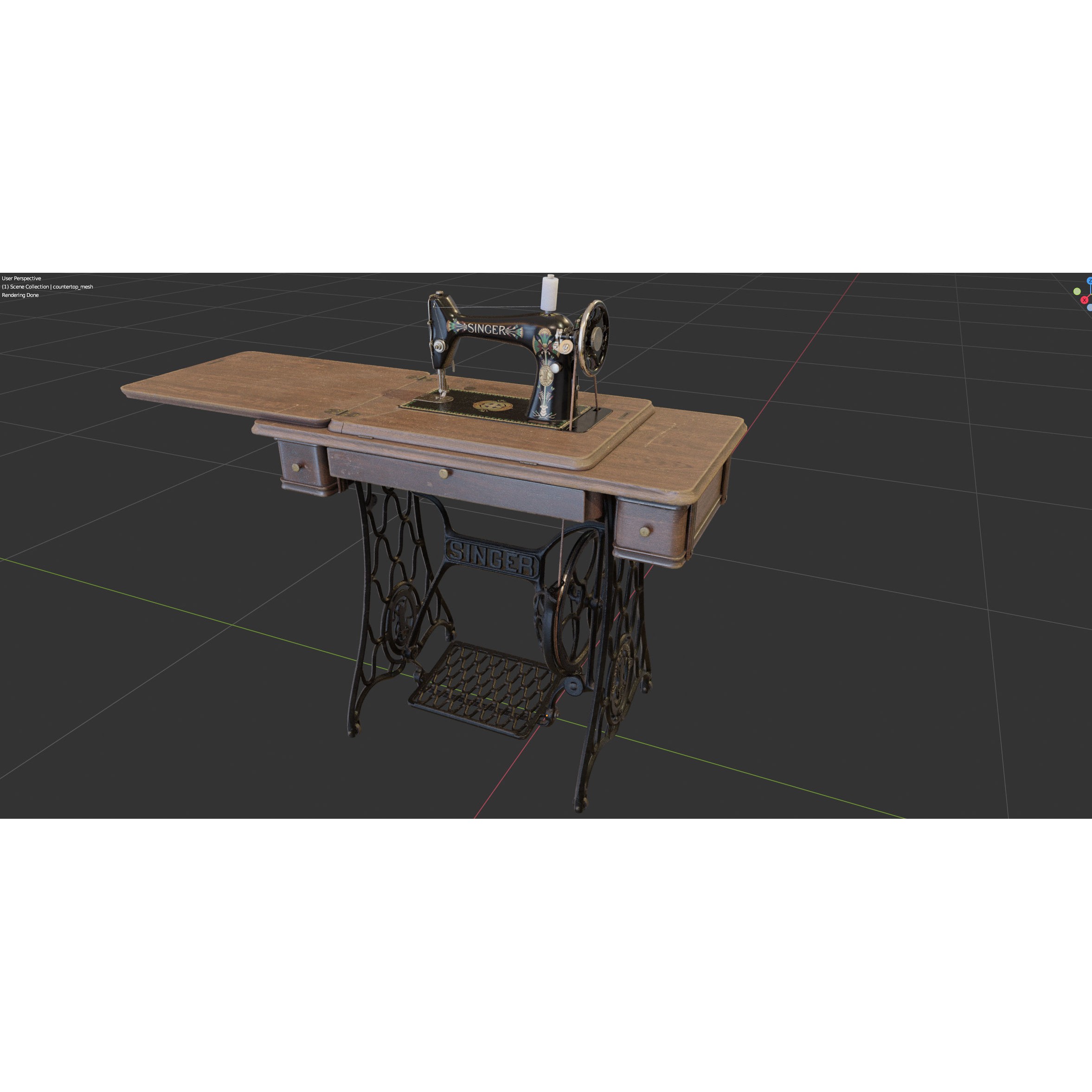 Rare Singer Sewing Machine - Game-Ready 3D Model - View 28