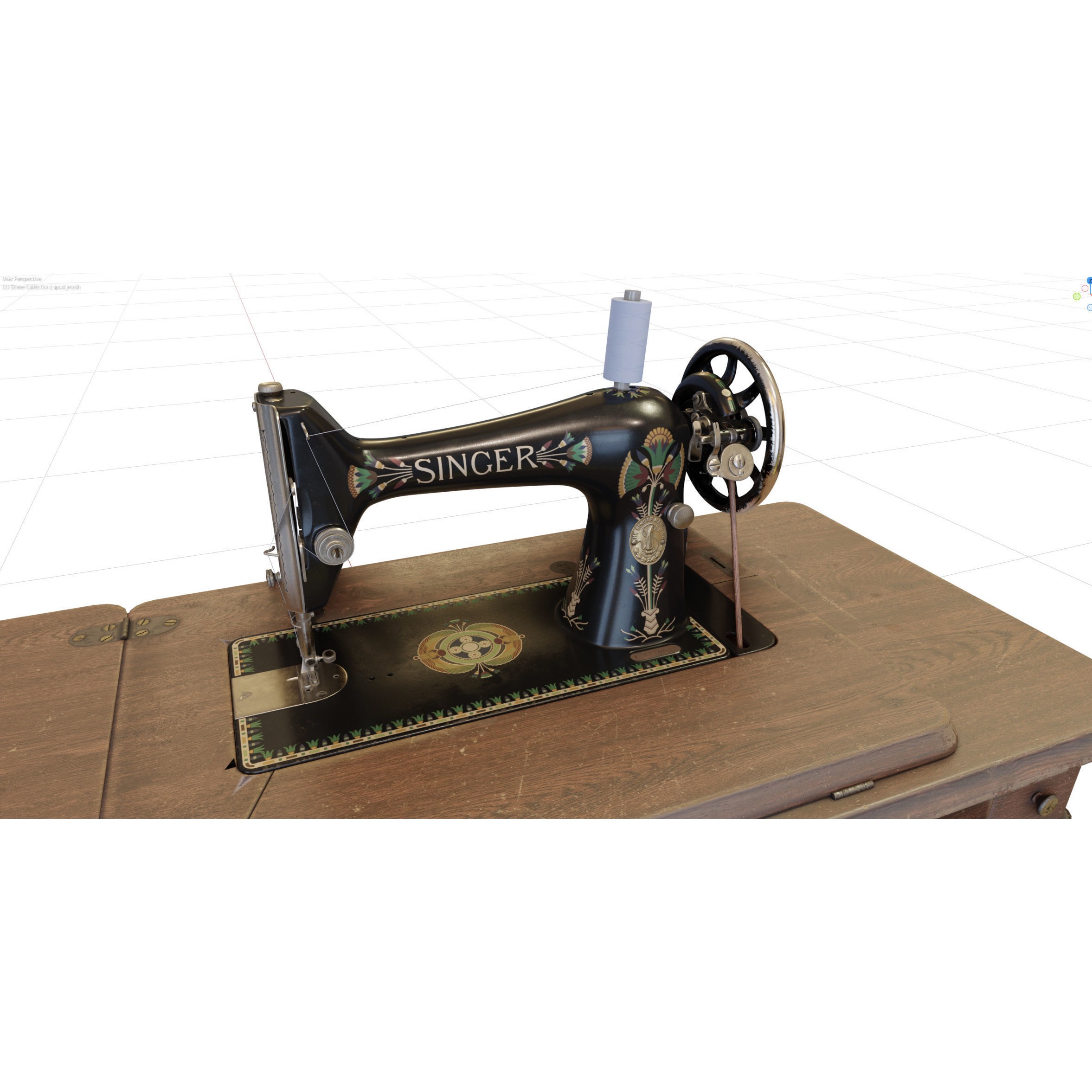Rare Singer Sewing Machine - Game-Ready 3D Model - View 29