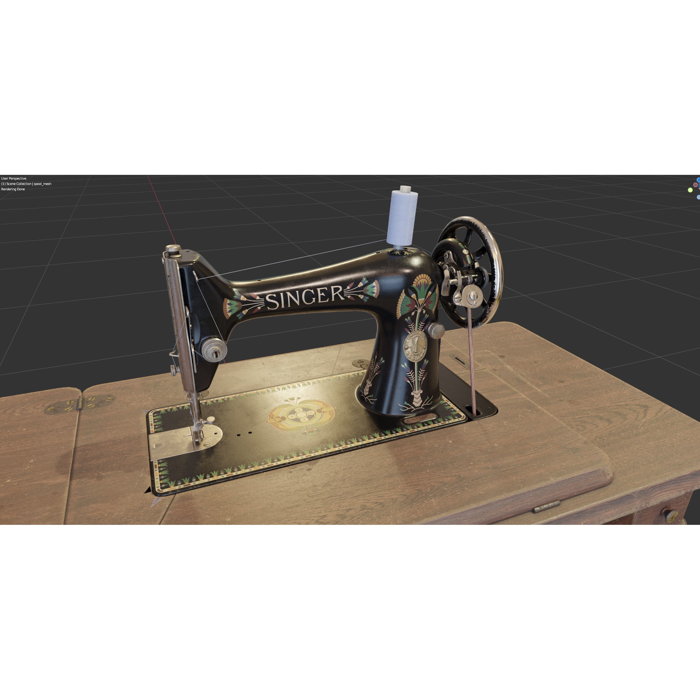 Rare Singer Sewing Machine - Game-Ready 3D Model - View 31