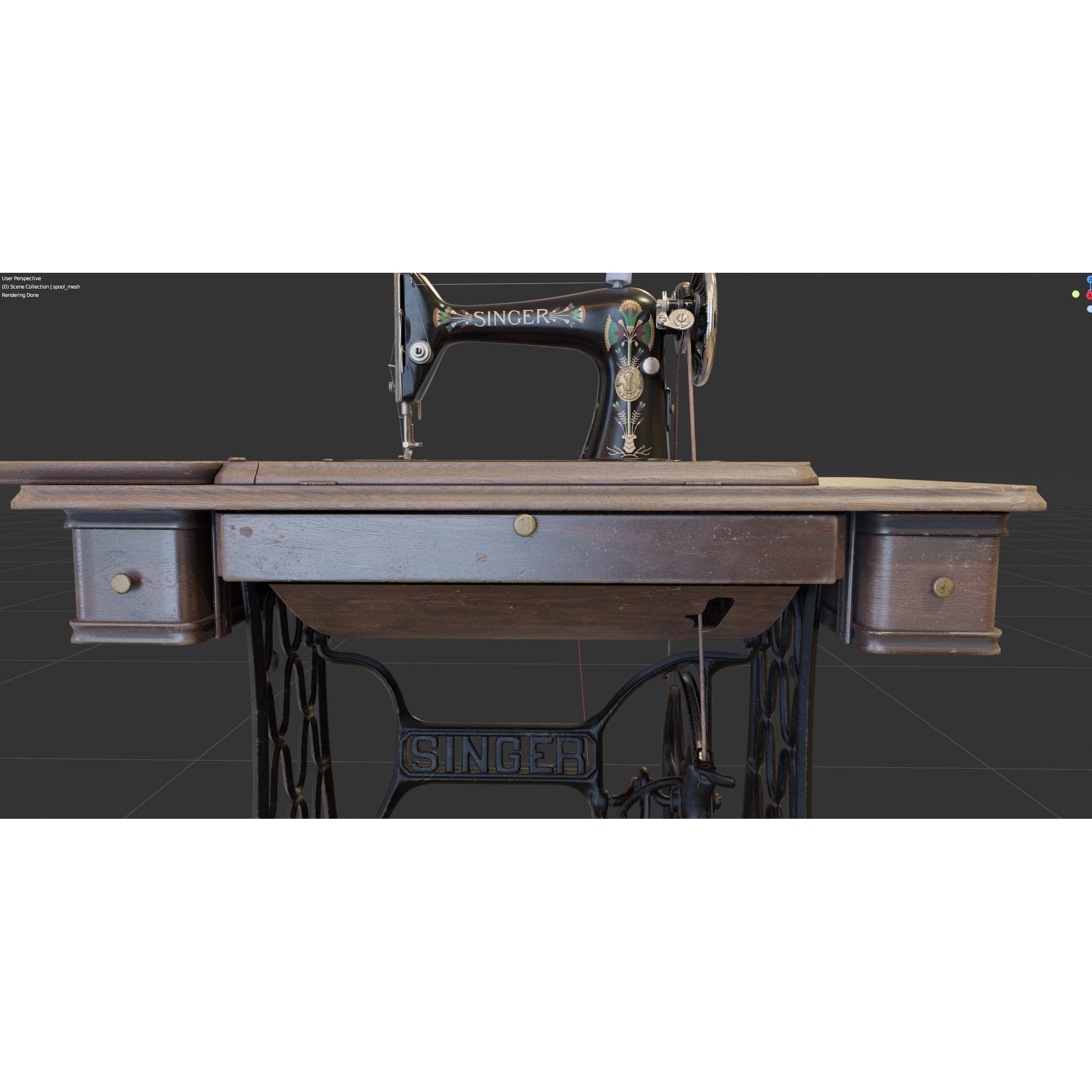 Rare Singer Sewing Machine - Game-Ready 3D Model - View 32