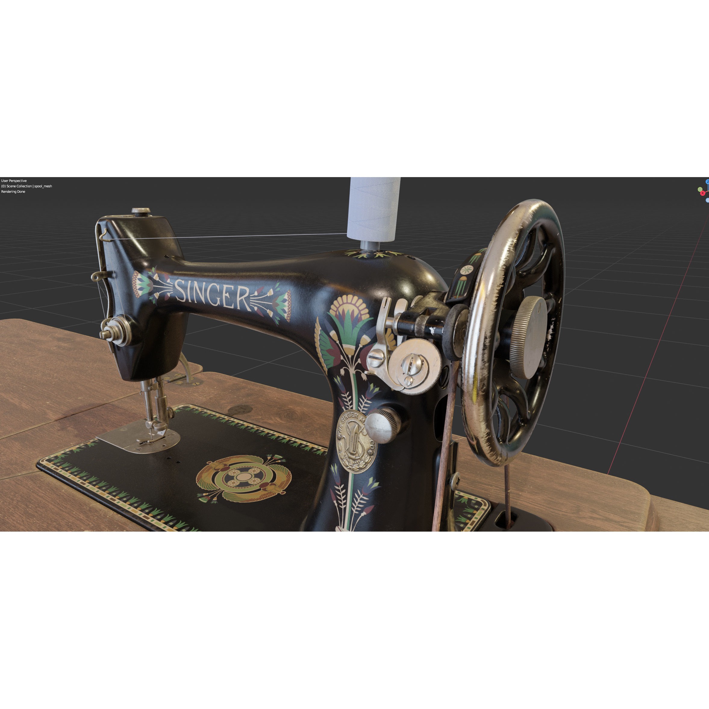 Rare Singer Sewing Machine - Game-Ready 3D Model - View 34
