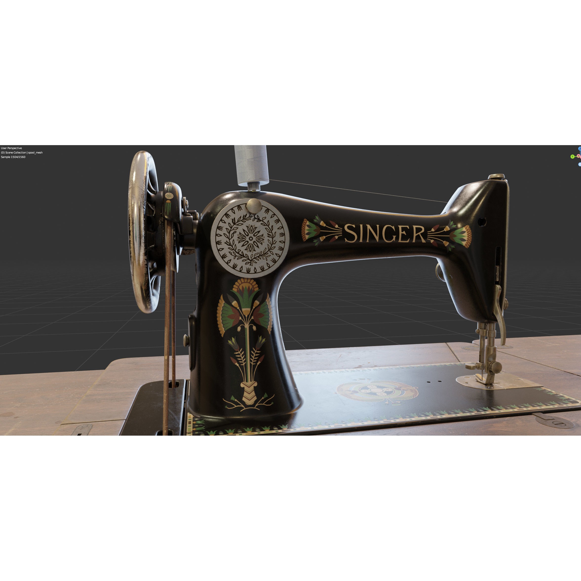 Rare Singer Sewing Machine - Game-Ready 3D Model - View 35