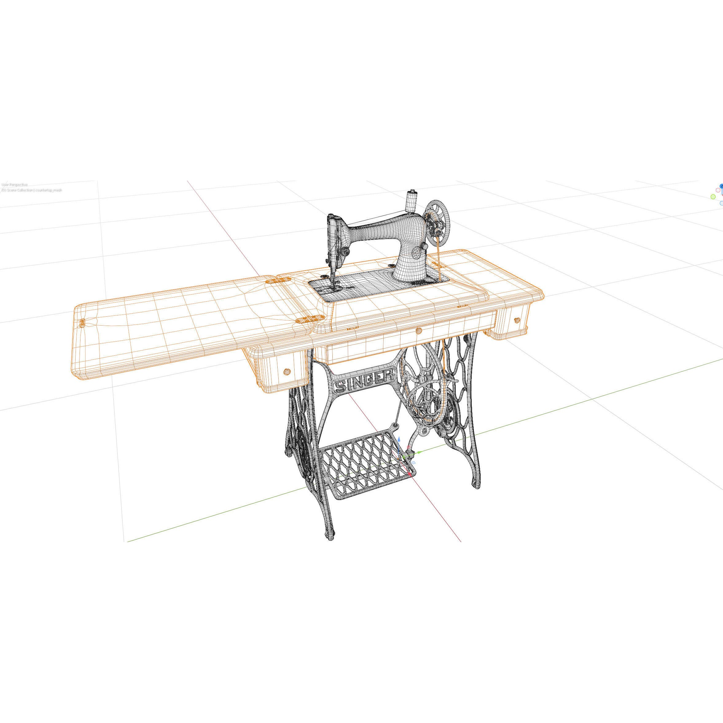 Rare Singer Sewing Machine - Game-Ready 3D Model - View 37