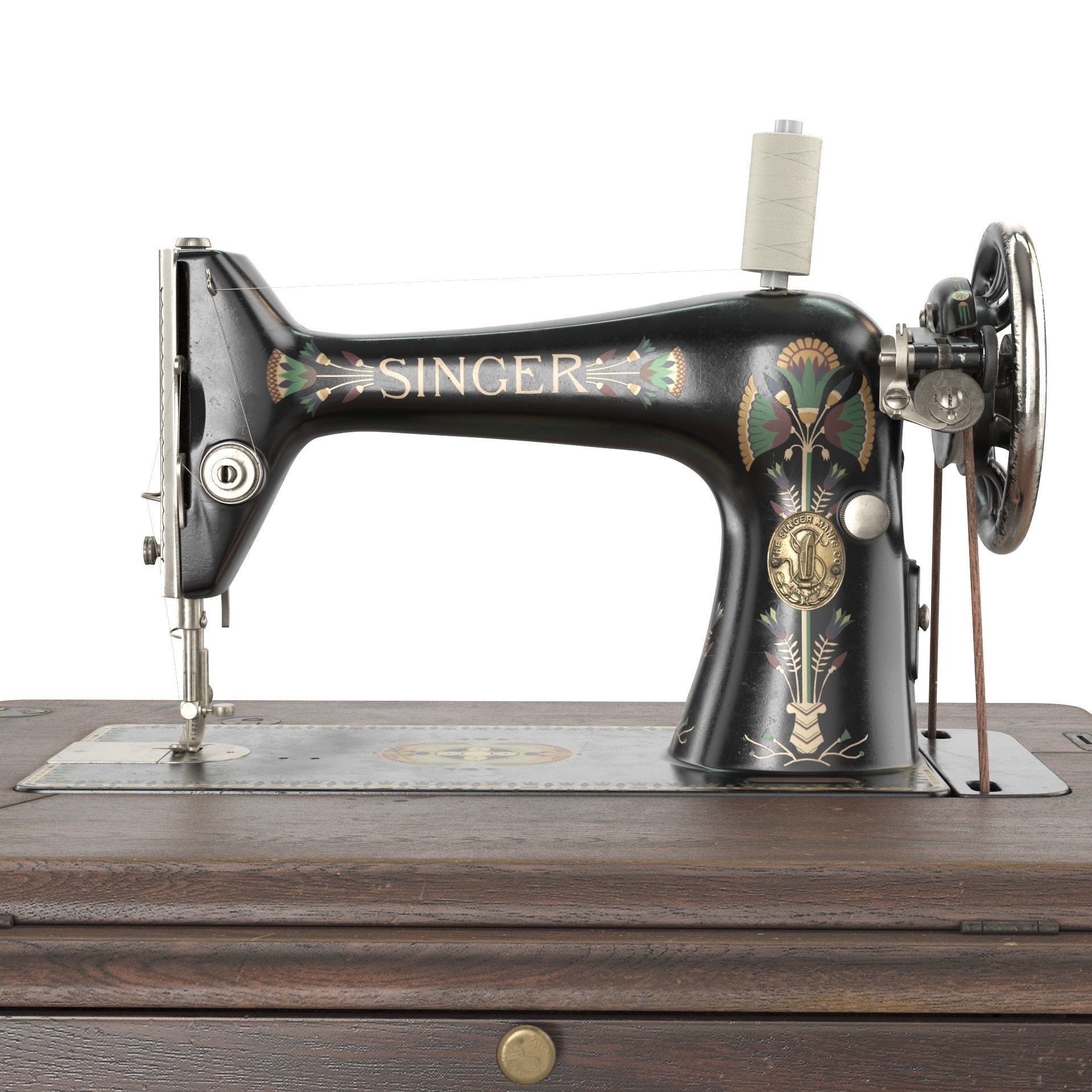 Rare Singer Sewing Machine - Game-Ready 3D Model - View 4