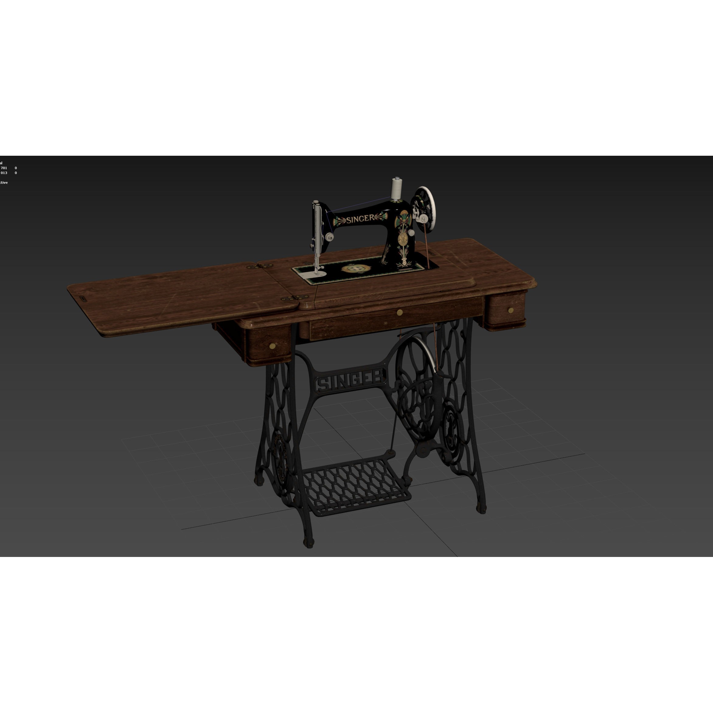 Rare Singer Sewing Machine - Game-Ready 3D Model - View 44