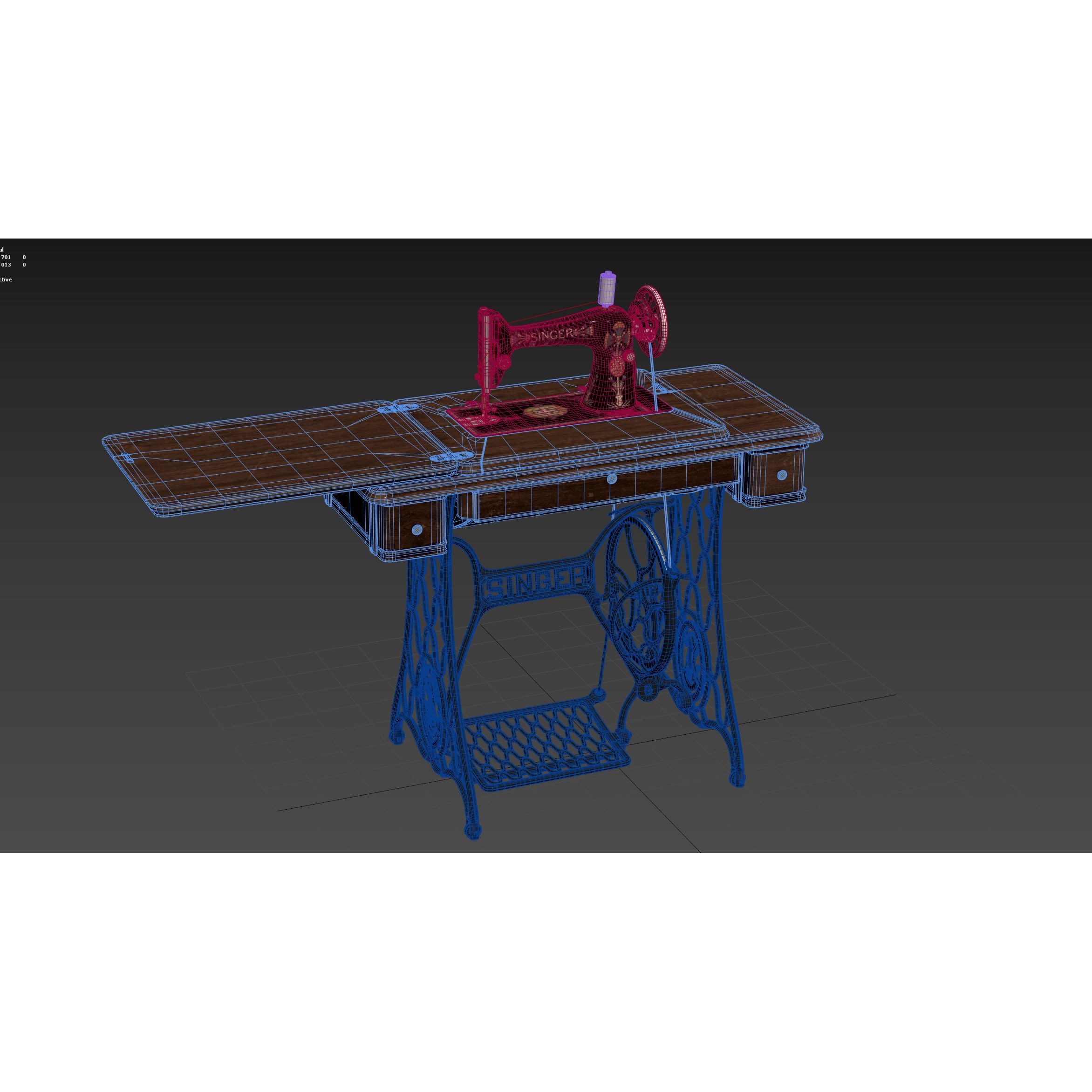 Rare Singer Sewing Machine - Game-Ready 3D Model - View 45