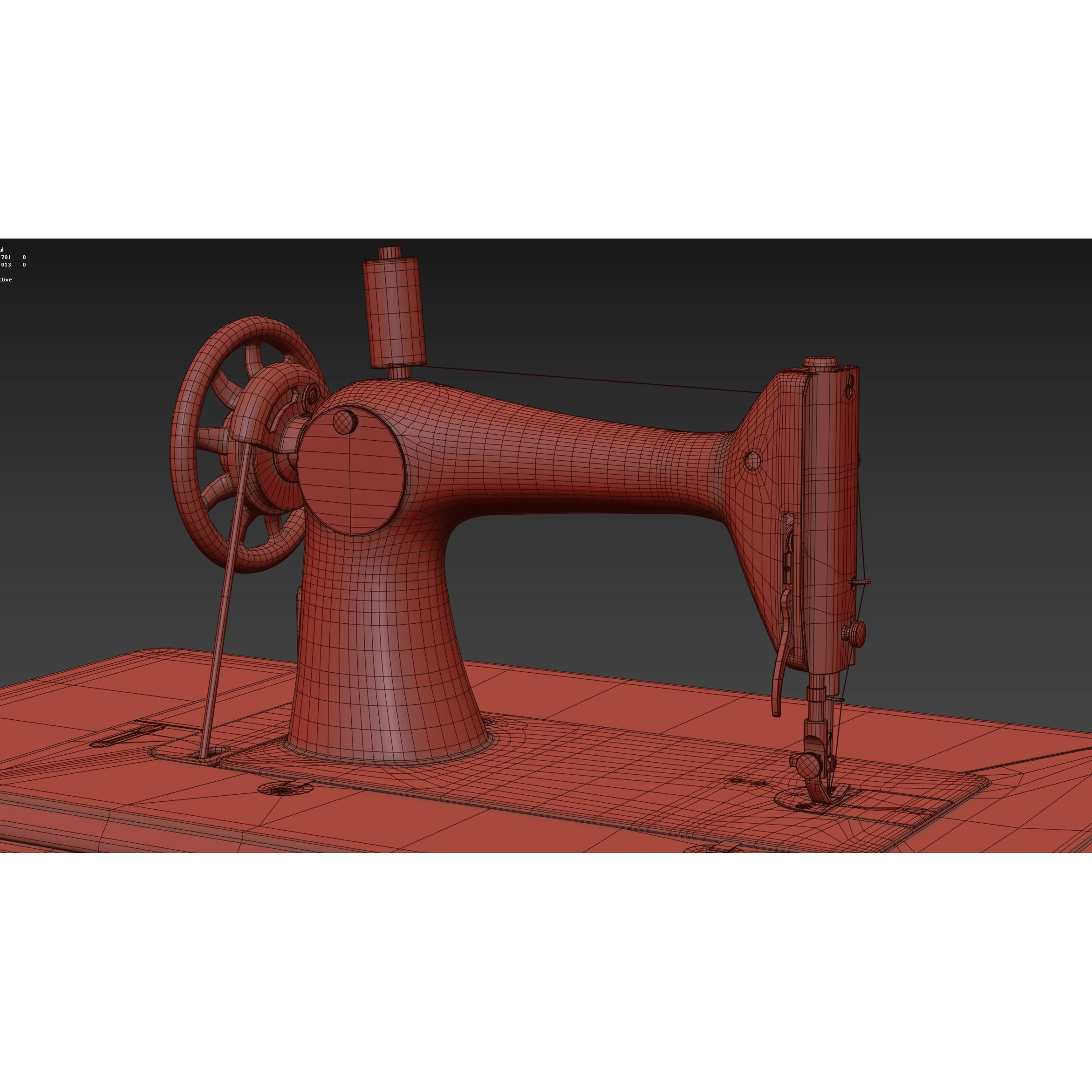Rare Singer Sewing Machine - Game-Ready 3D Model - View 47