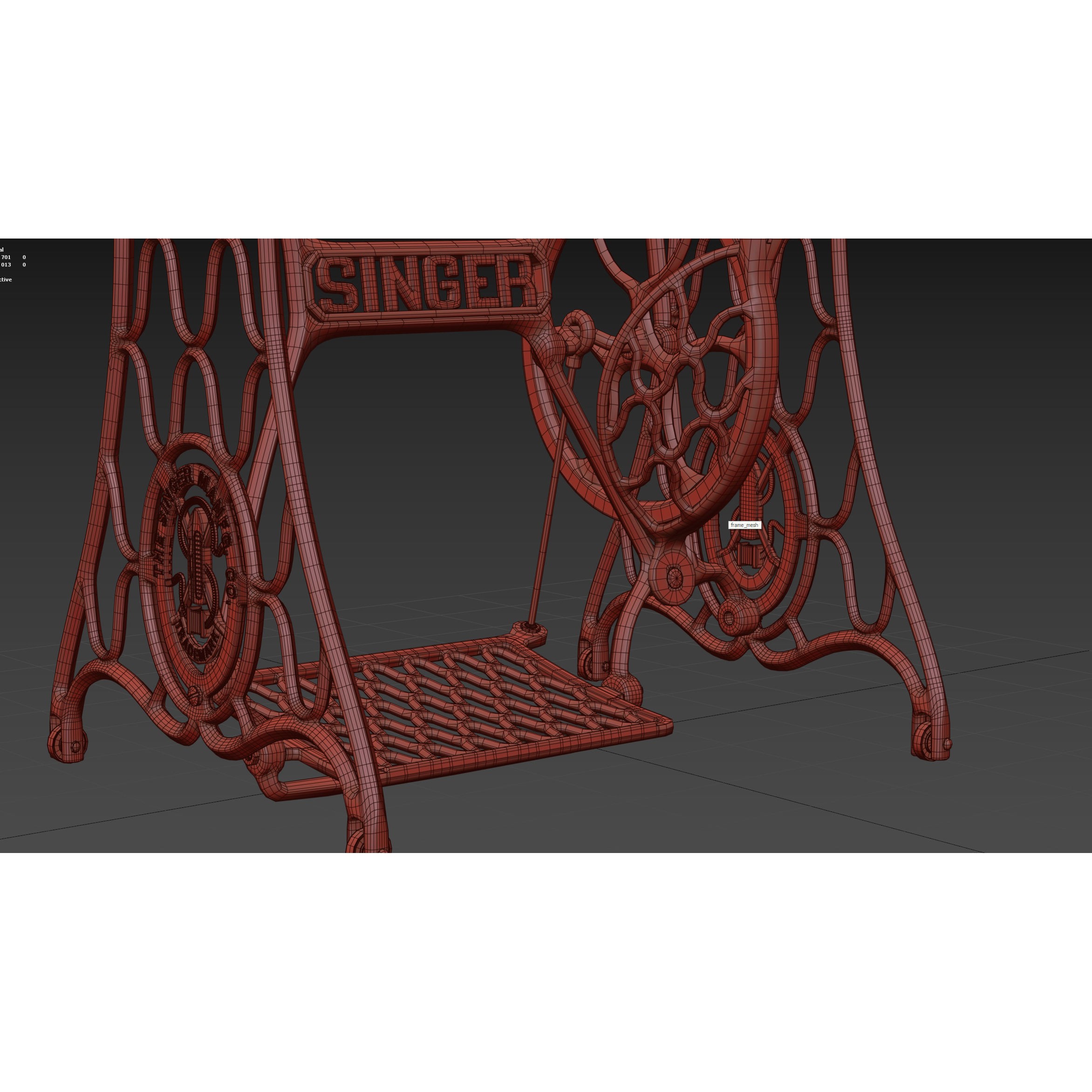 Rare Singer Sewing Machine - Game-Ready 3D Model - View 48